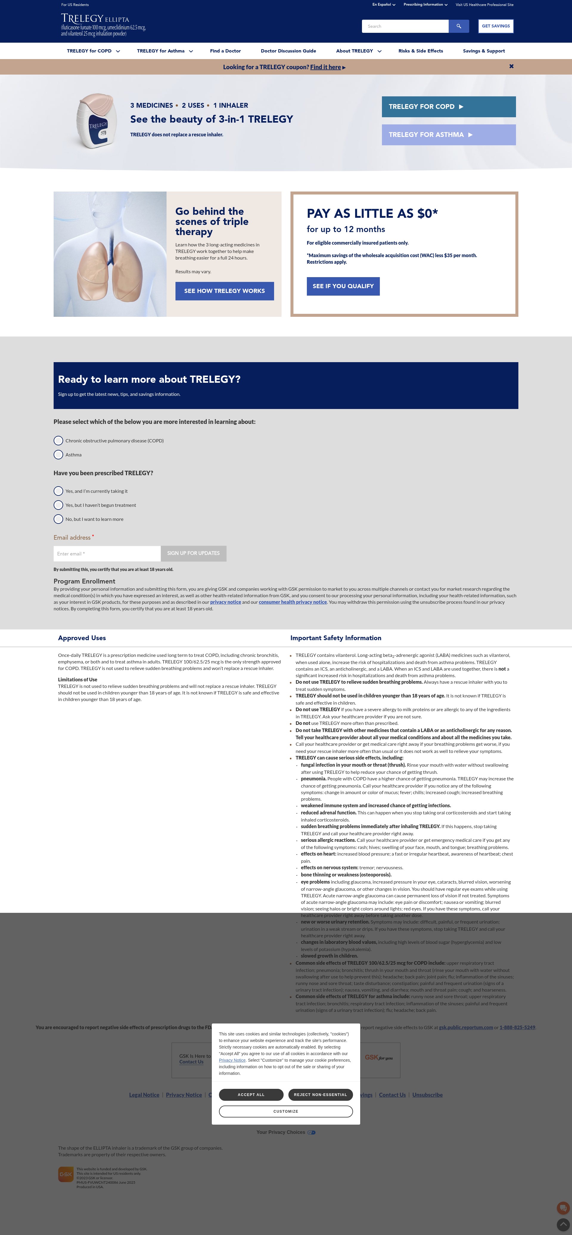 Screenshot of trelegy.com