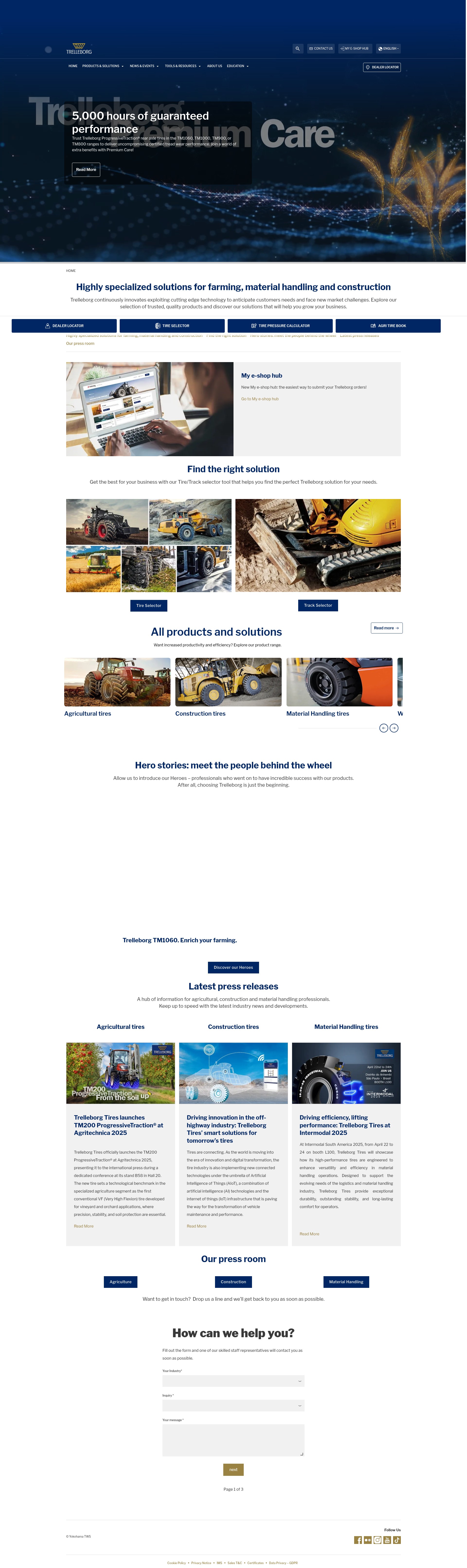 Screenshot of trelleborg-tires.com