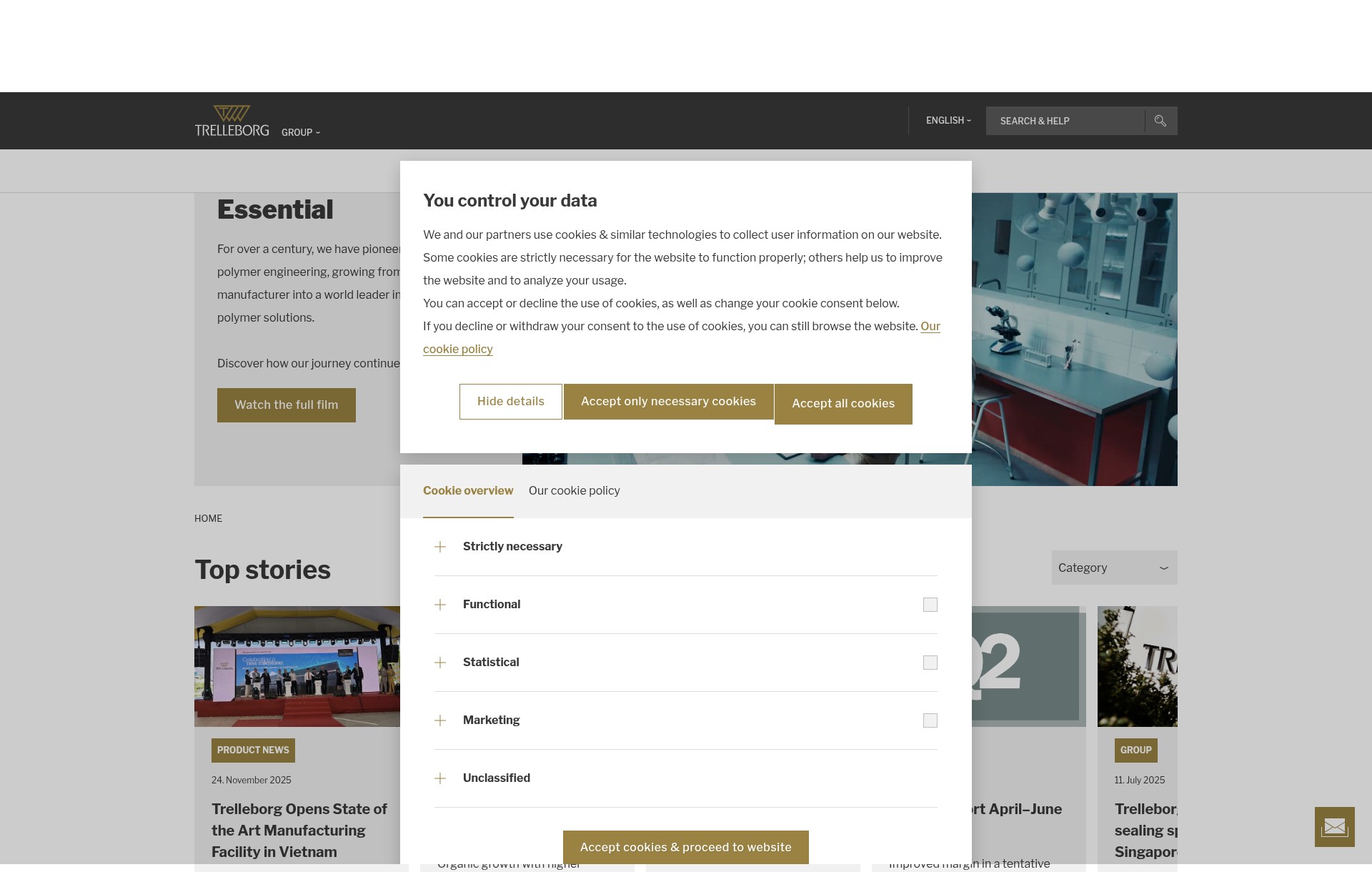 Screenshot of trelleborg.com