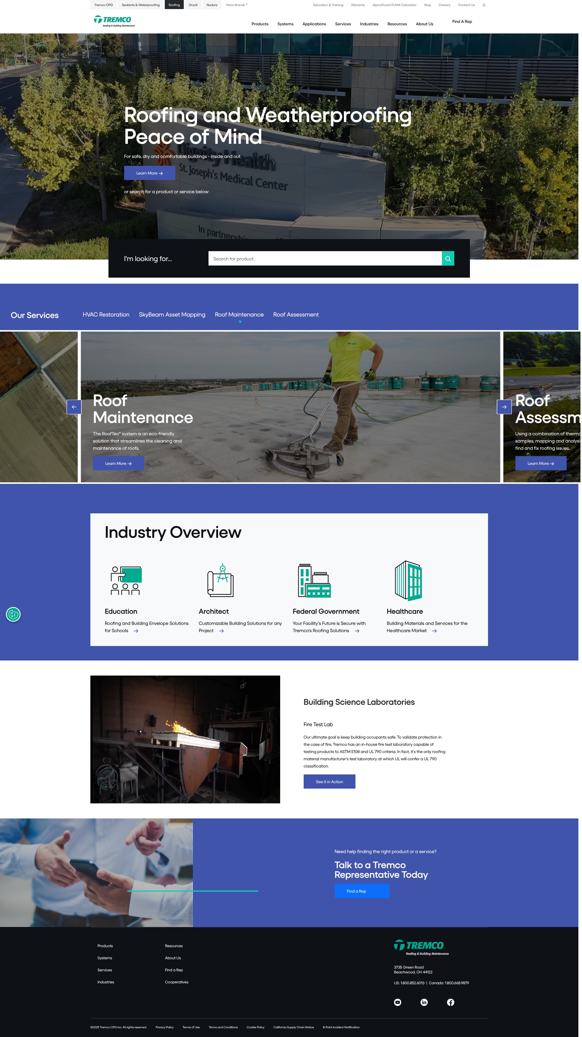 Screenshot of tremcoroofing.com