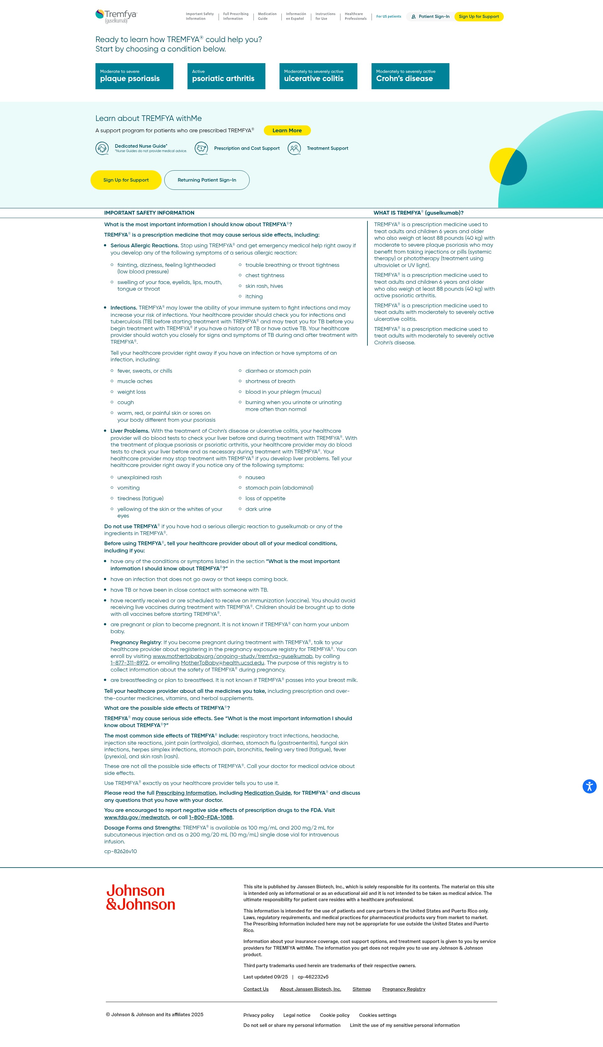 Screenshot of tremfya.com