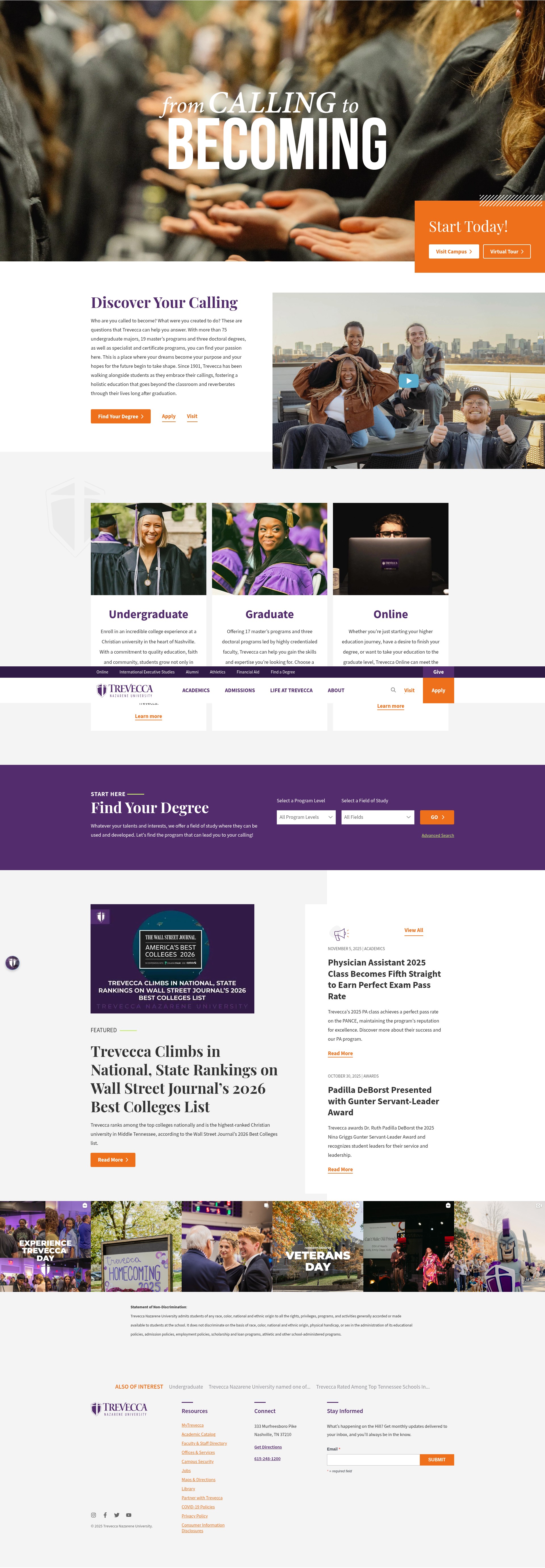 Screenshot of trevecca.edu