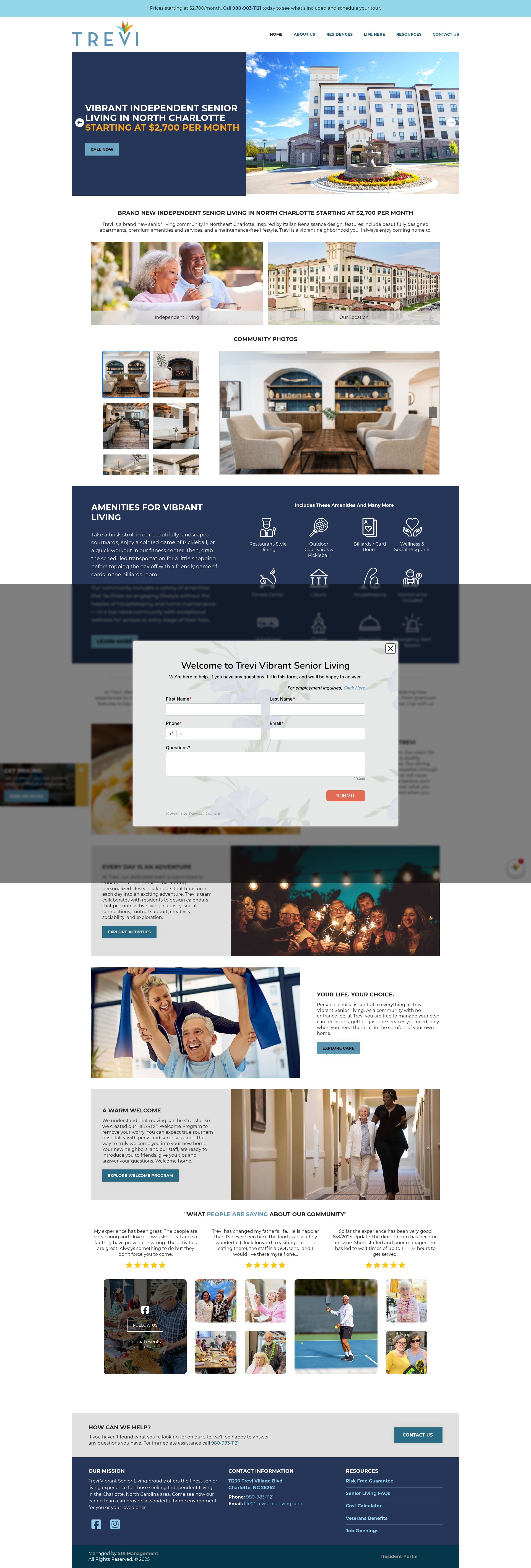 Screenshot of treviseniorliving.com