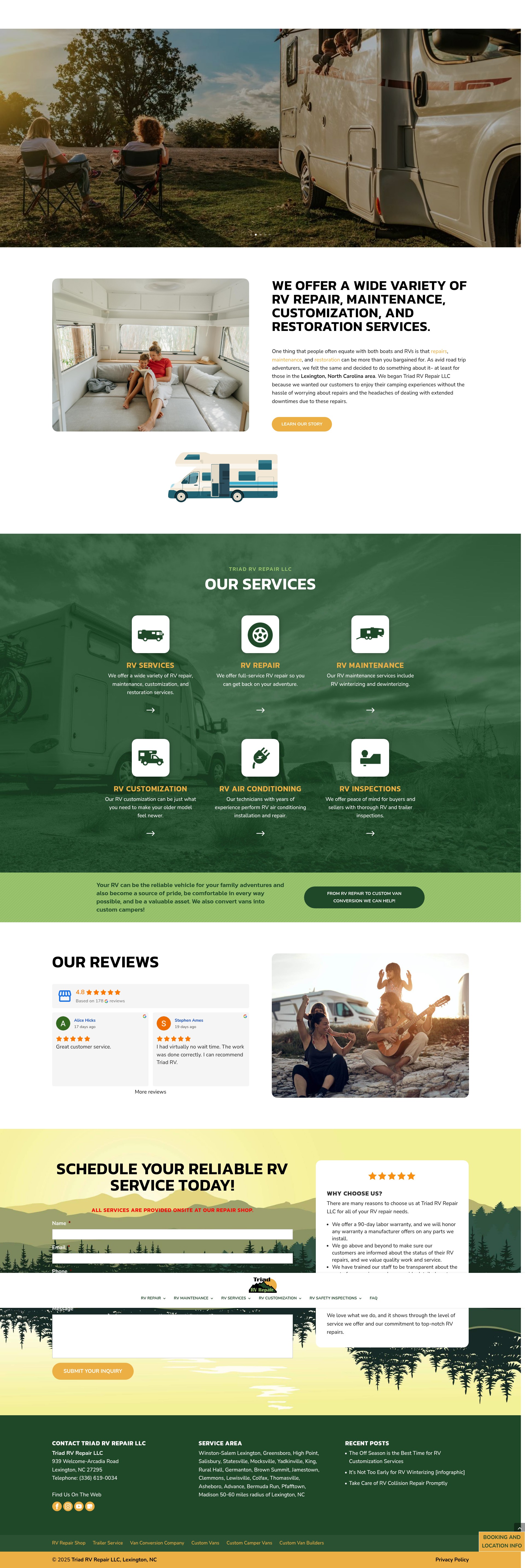 Screenshot of triadrvrepair.com