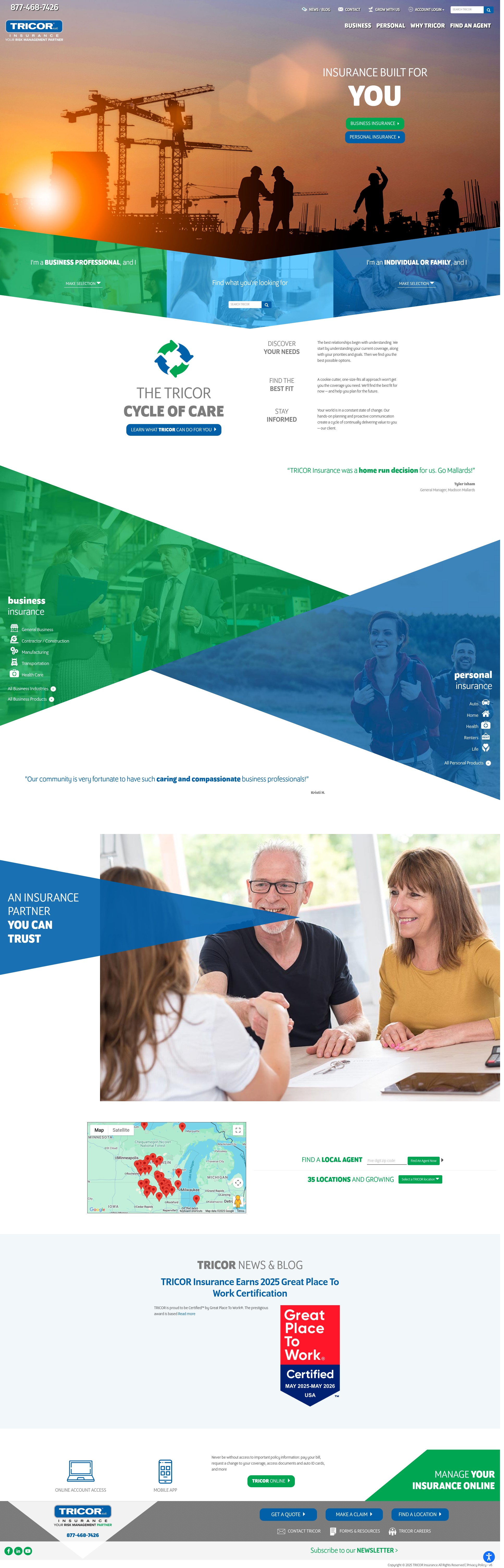 Screenshot of tricorinsurance.com