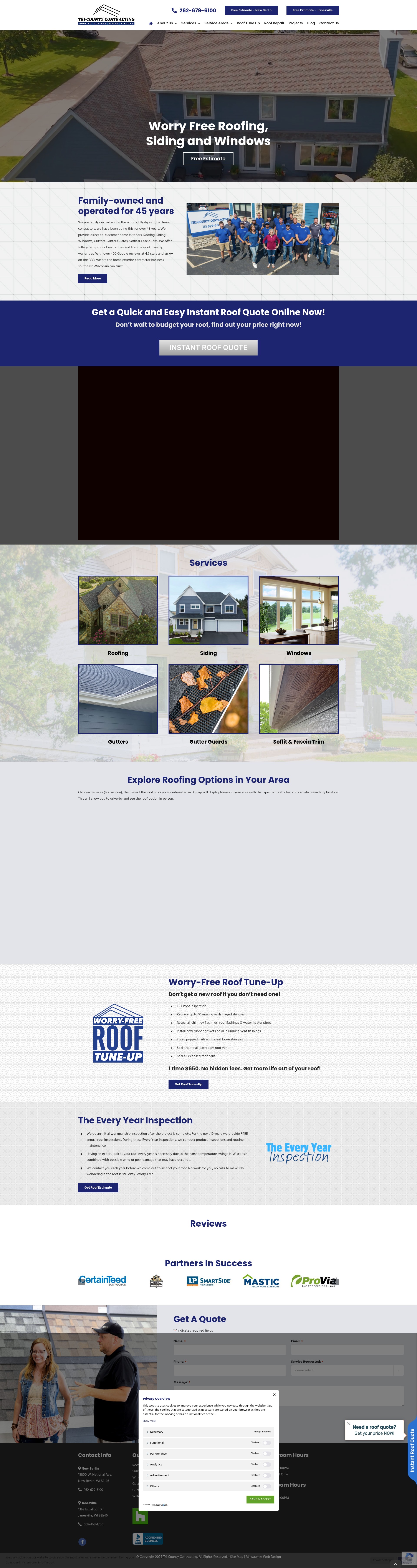 Screenshot of tricountycontractingwi.com