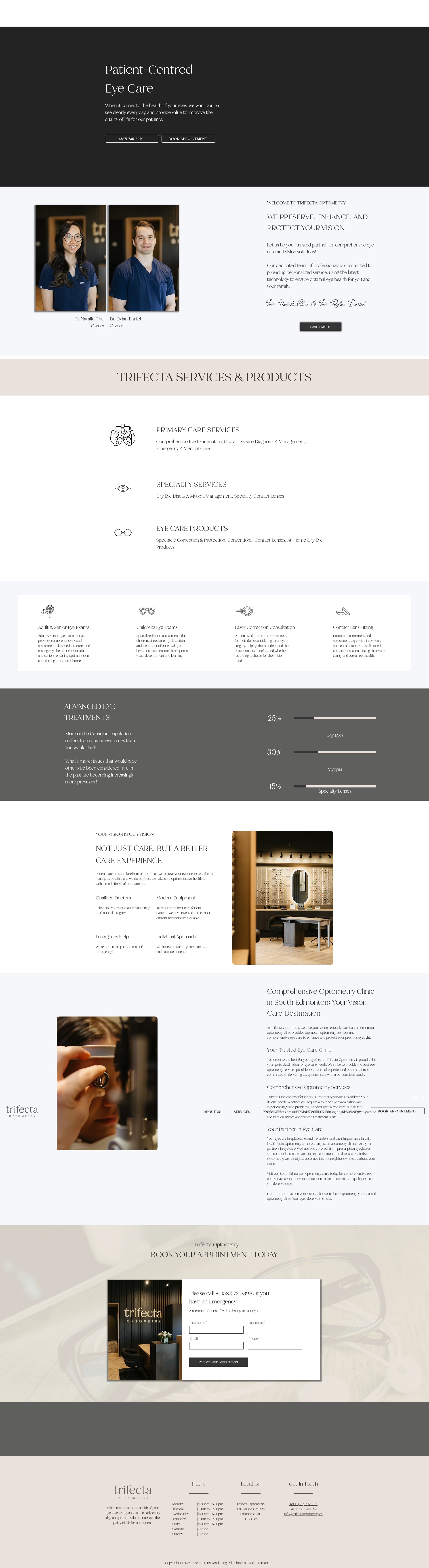 Screenshot of trifectaoptometry.ca