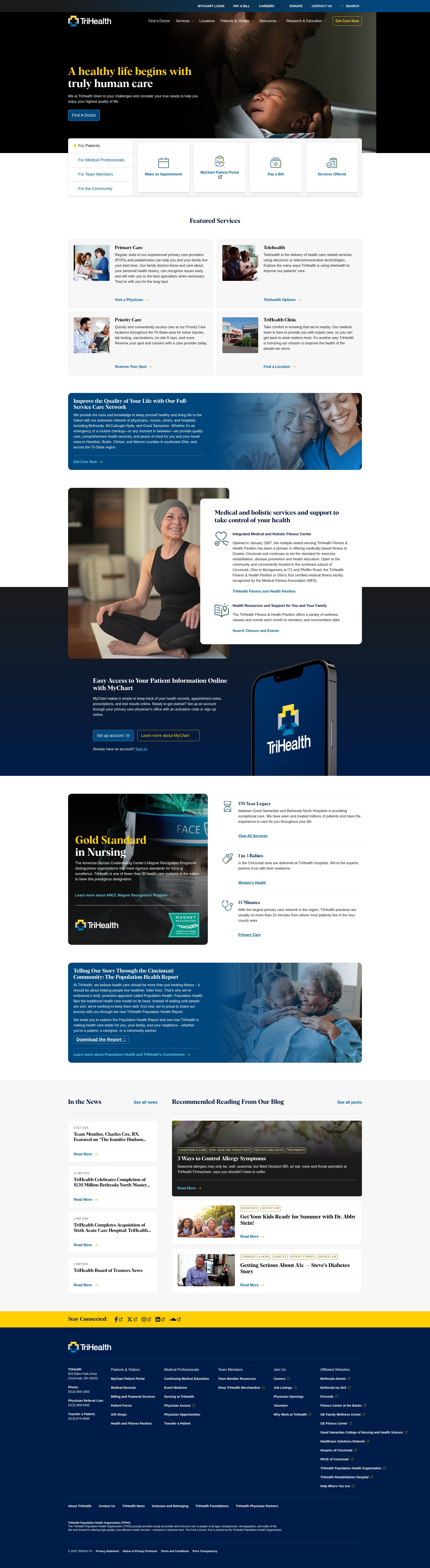 Screenshot of trihealth.com