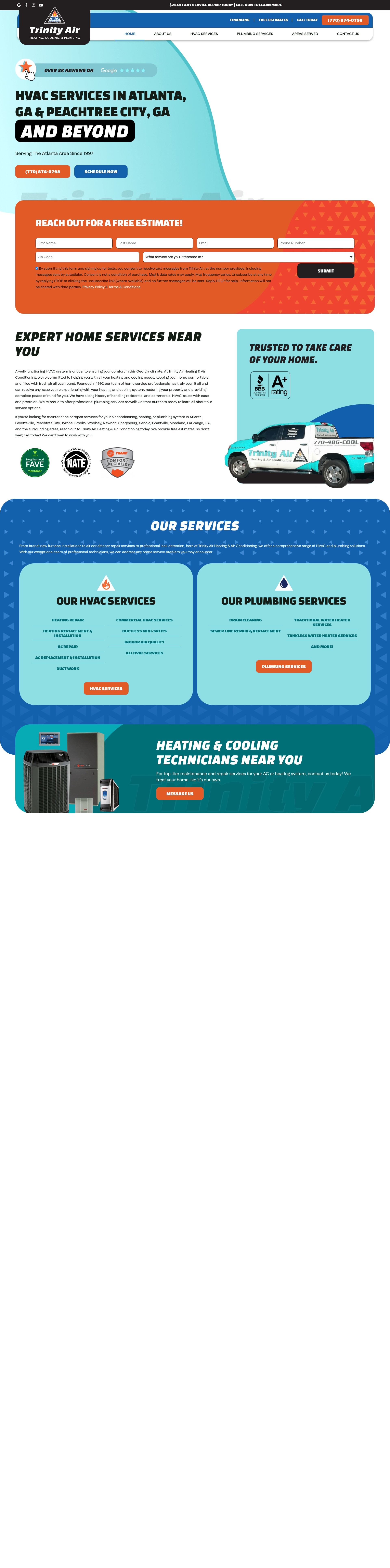 Screenshot of trinityair.com