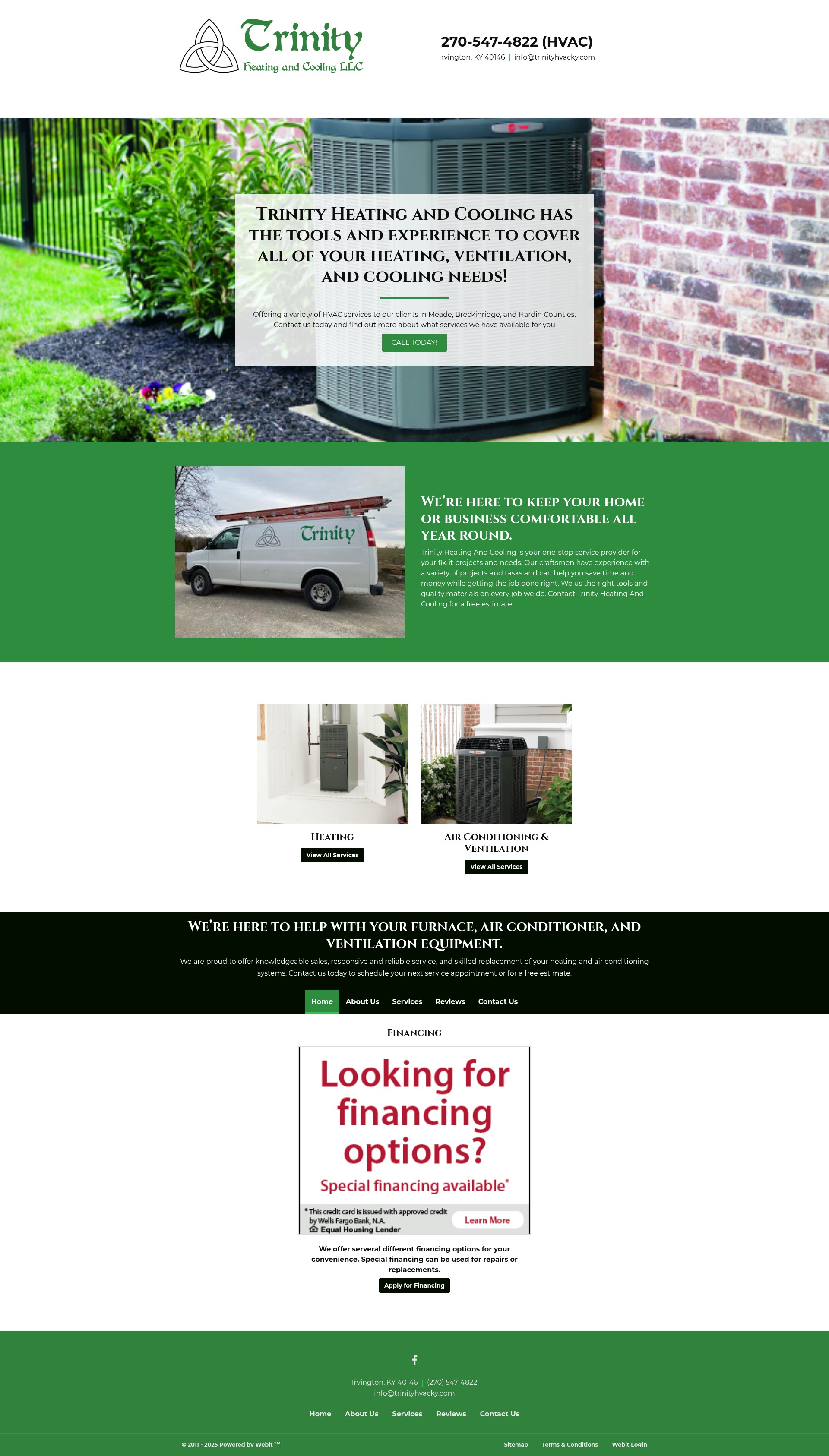 Screenshot of trinityhvacky.com