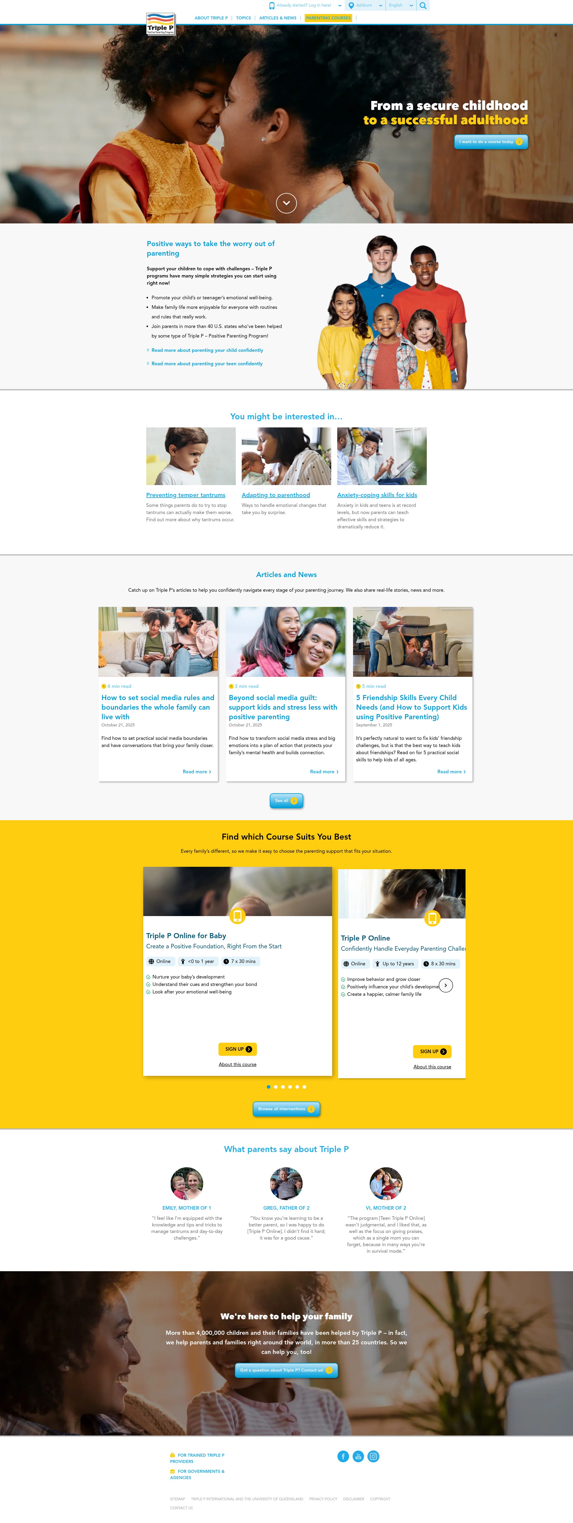 Screenshot of triplep-parenting.com