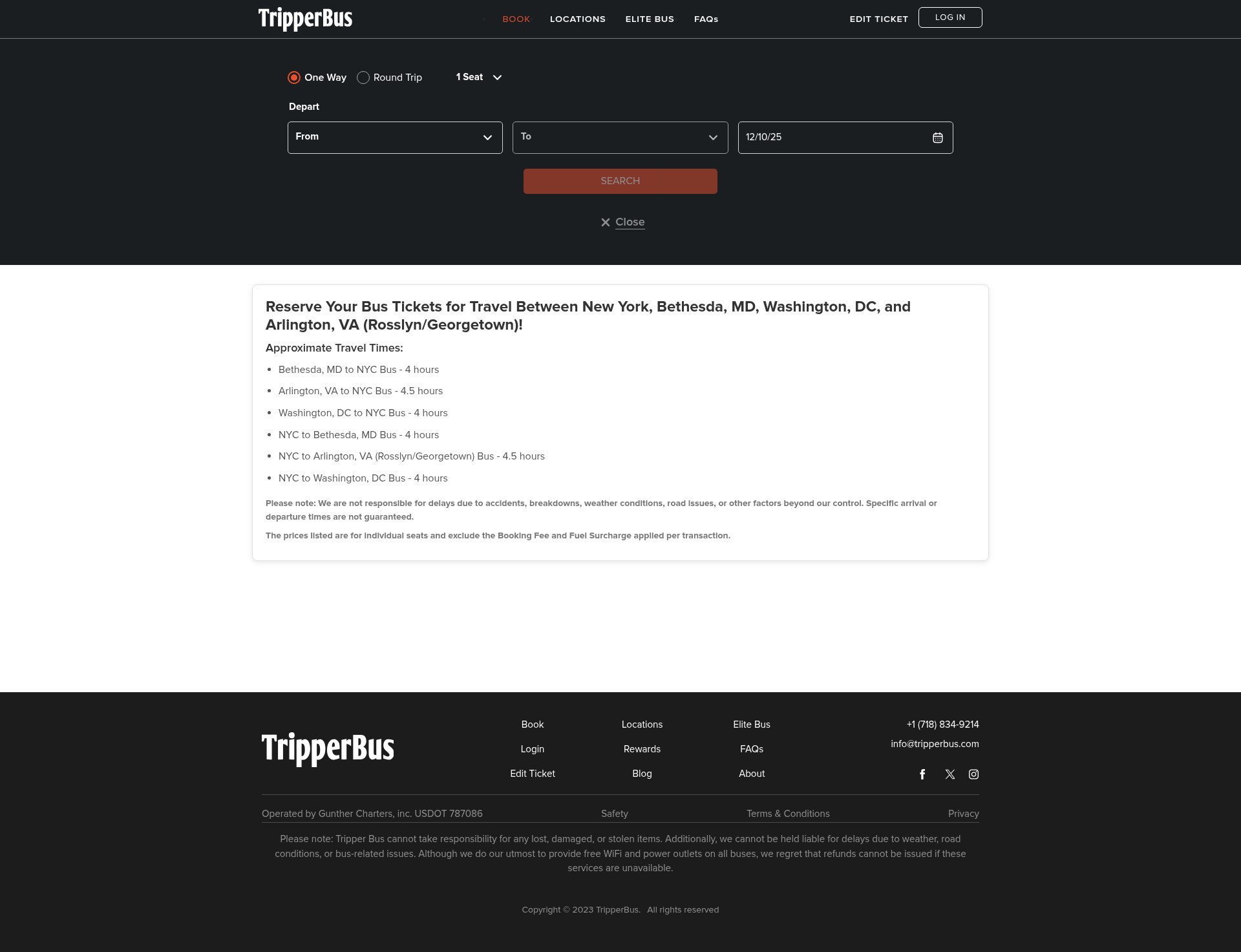 Screenshot of tripperbus.com
