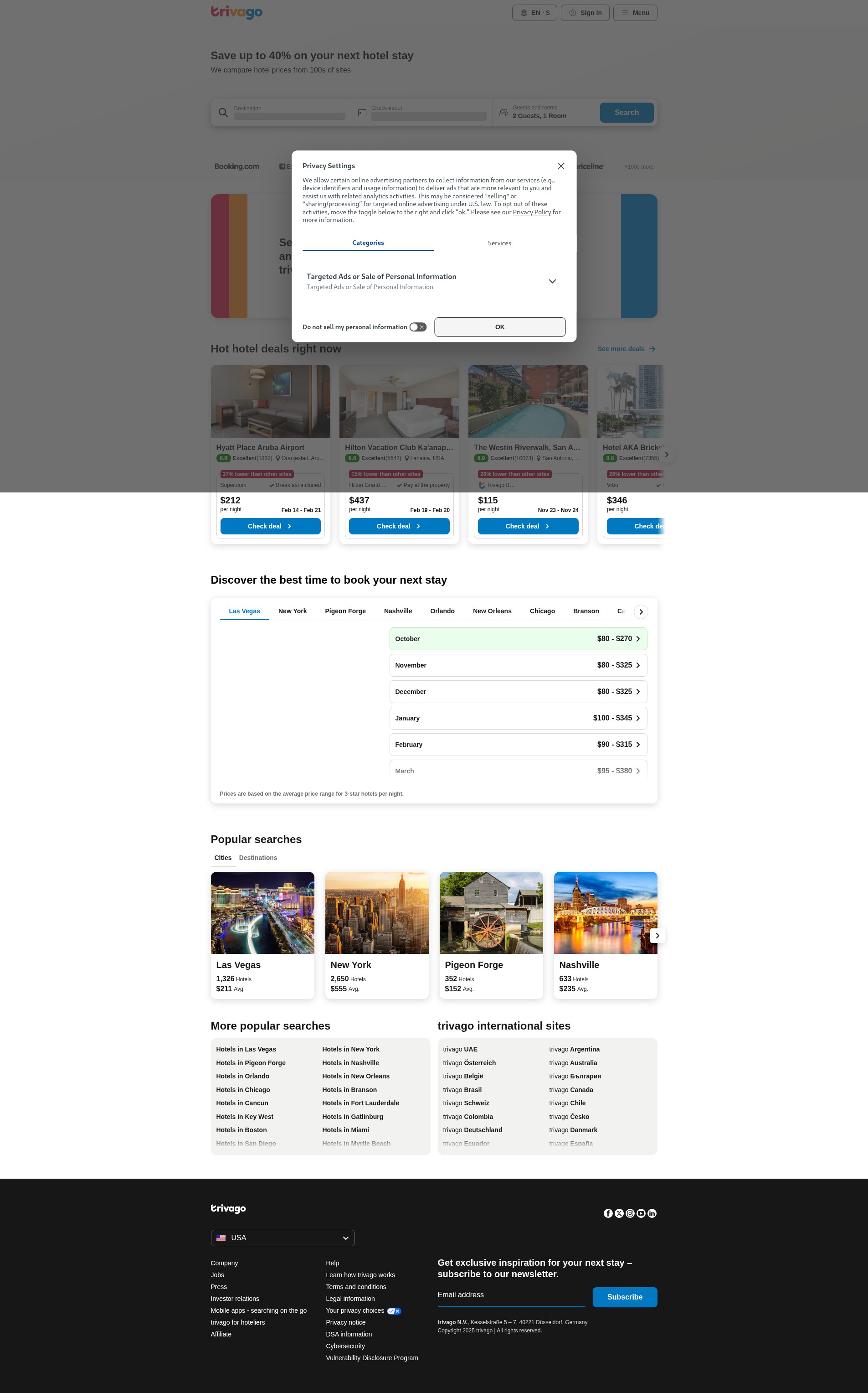 Screenshot of trivago.com