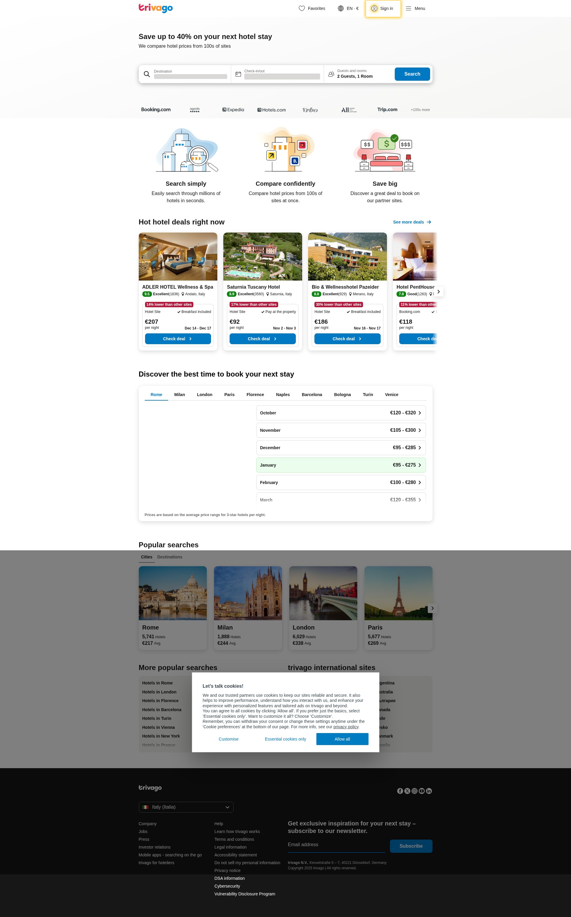 Screenshot of trivago.it