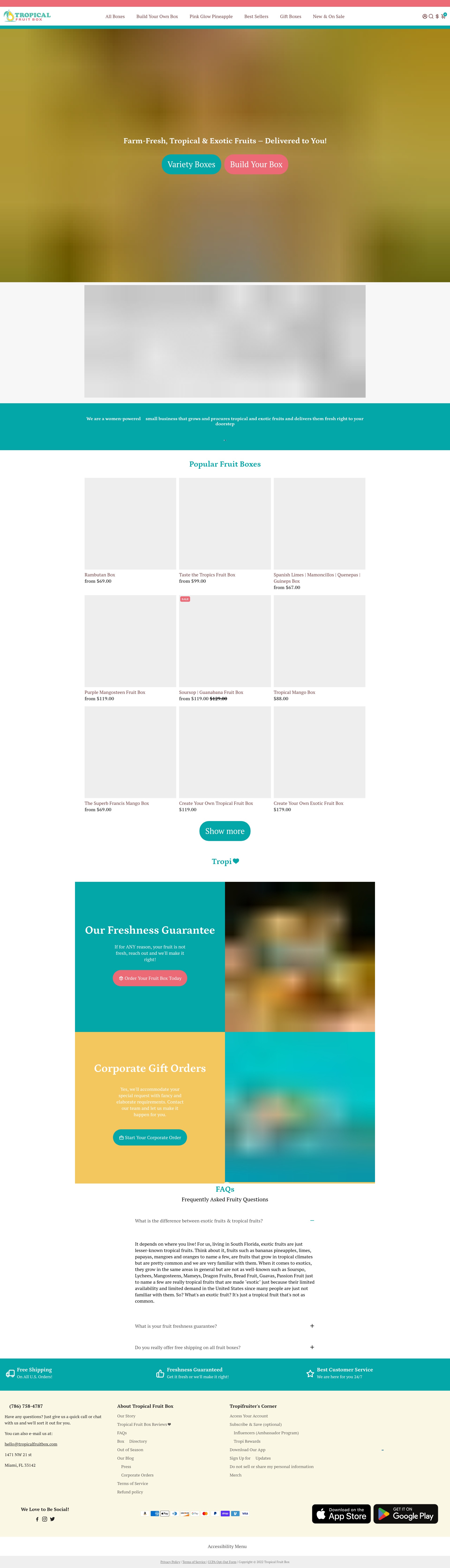 Screenshot of tropicalfruitbox.com