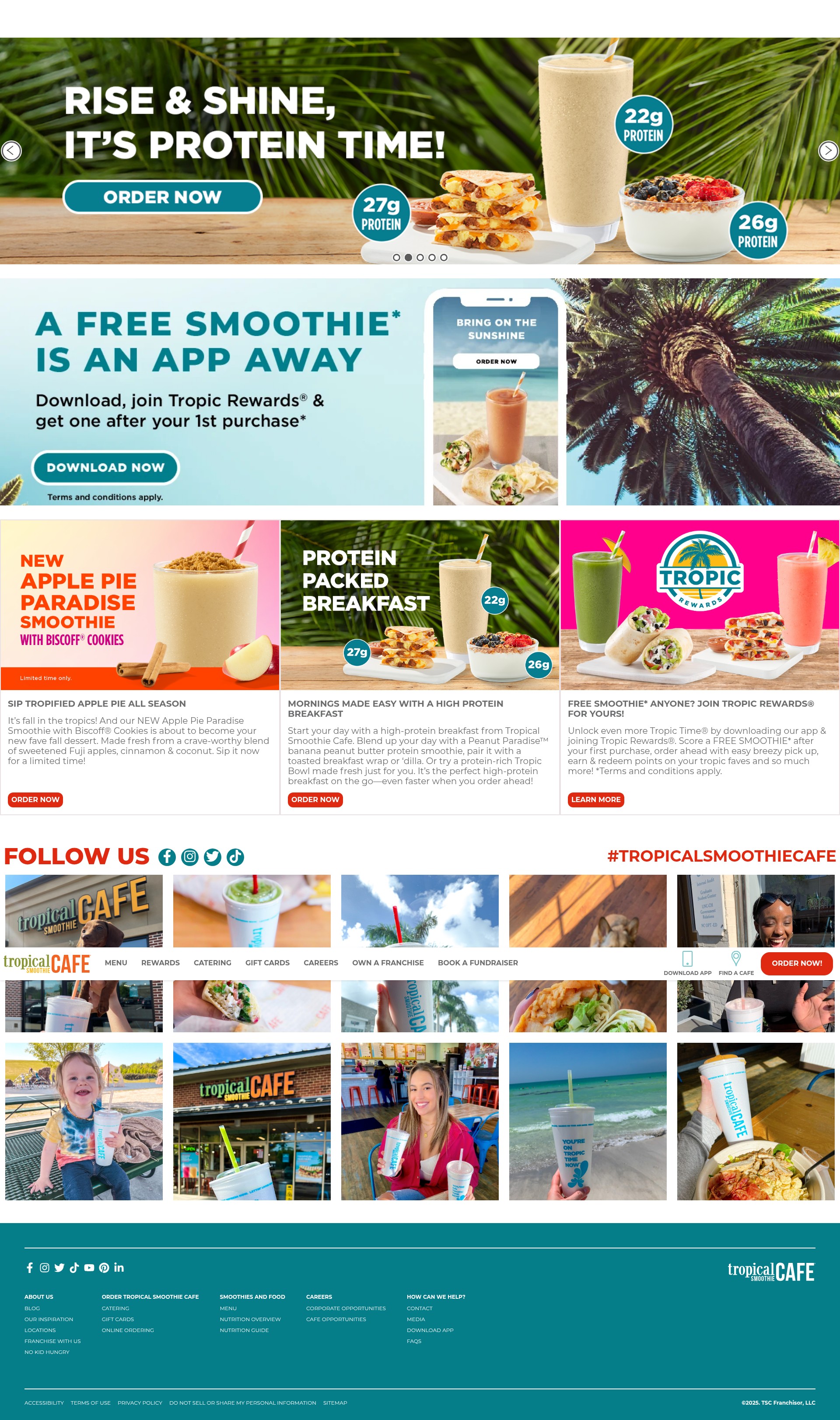 Screenshot of tropicalsmoothiecafe.com