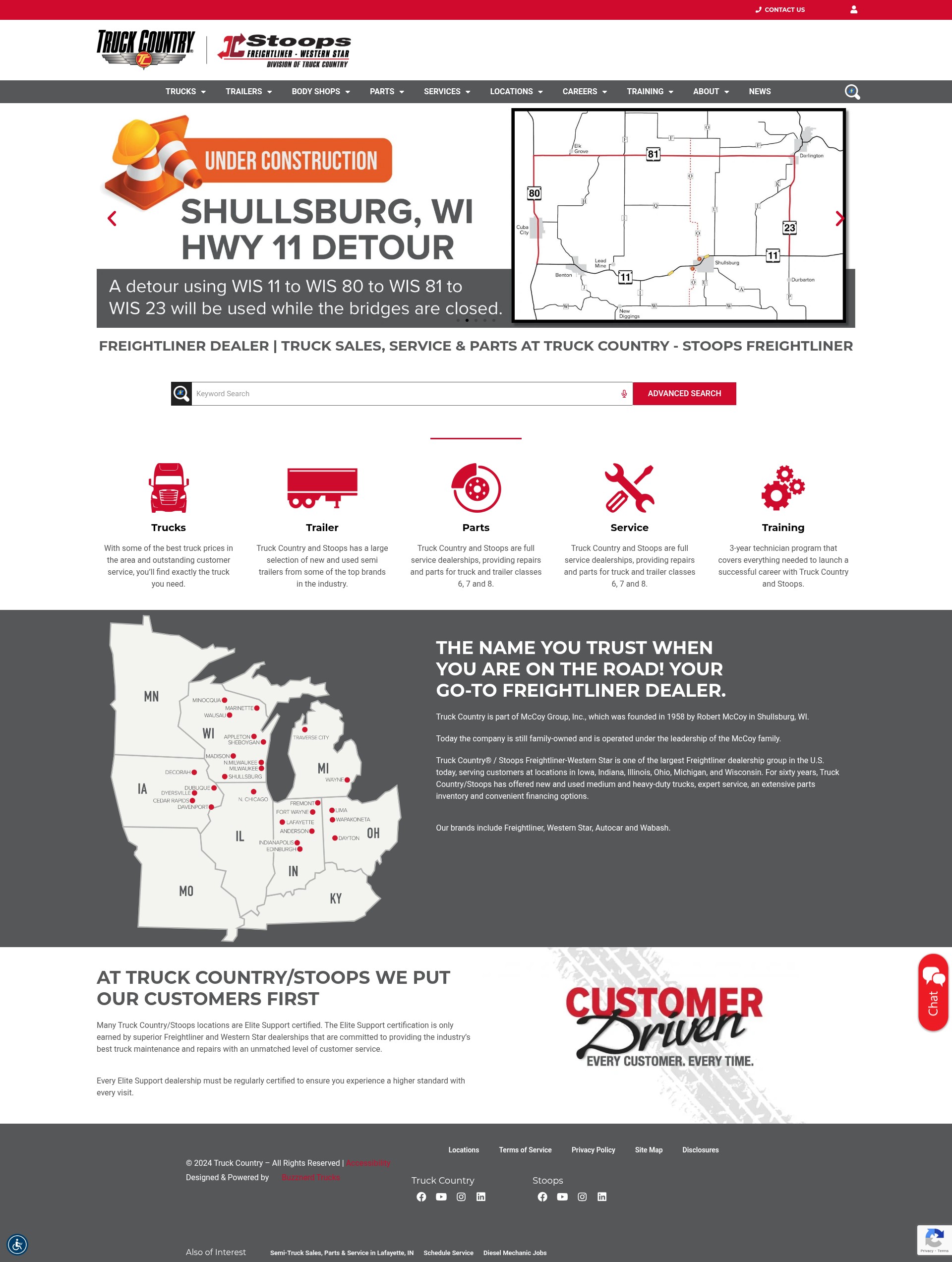 Screenshot of truckcountry.com