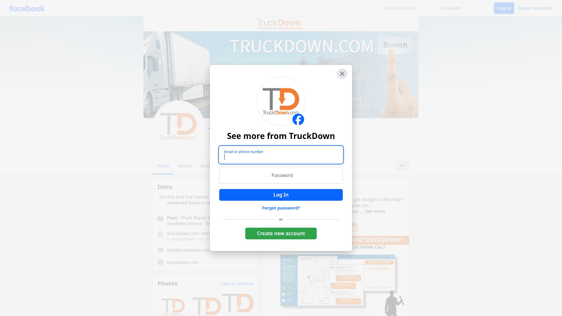Screenshot of truckdown.com