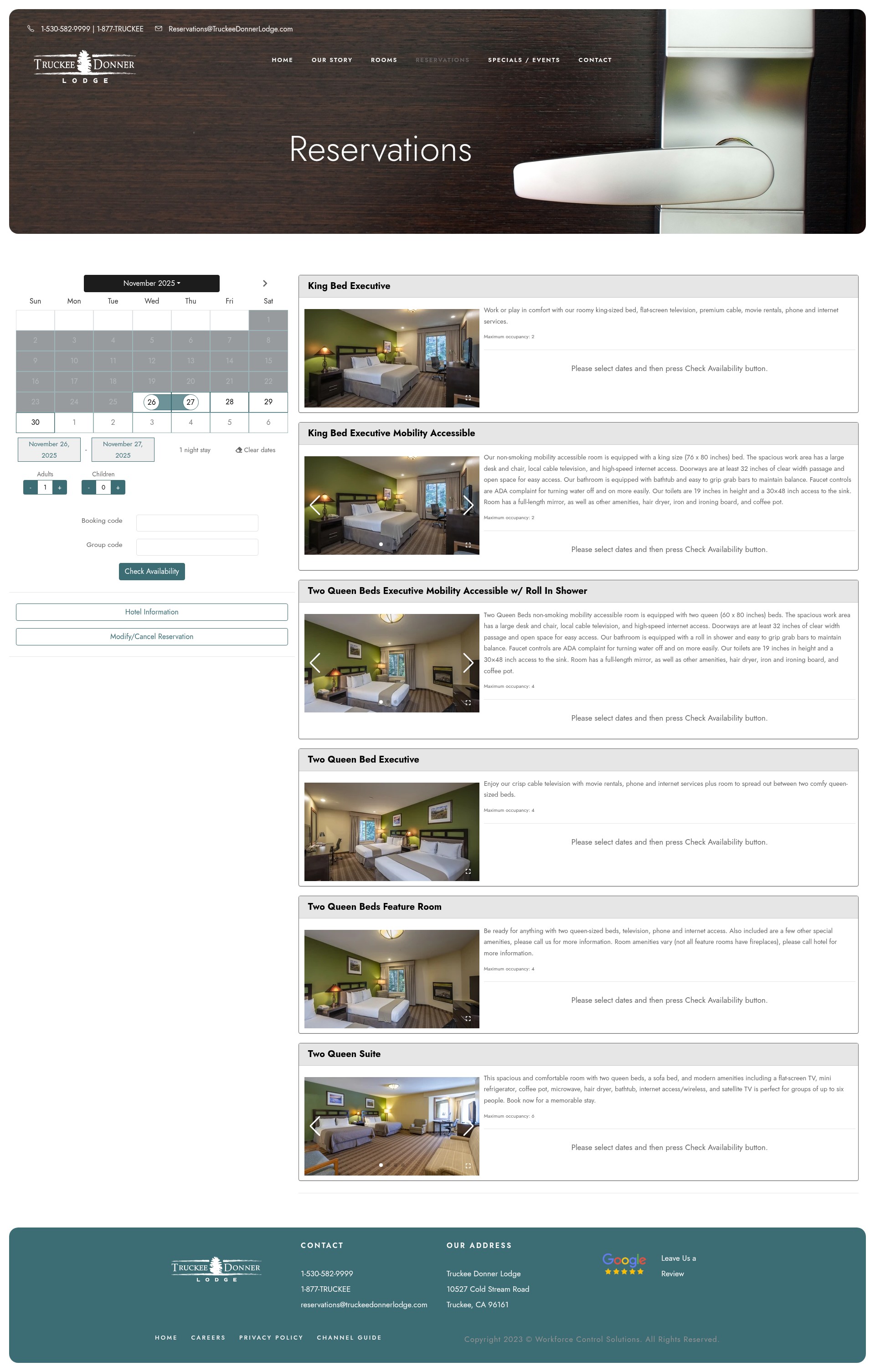 Screenshot of truckeedonnerlodge.com