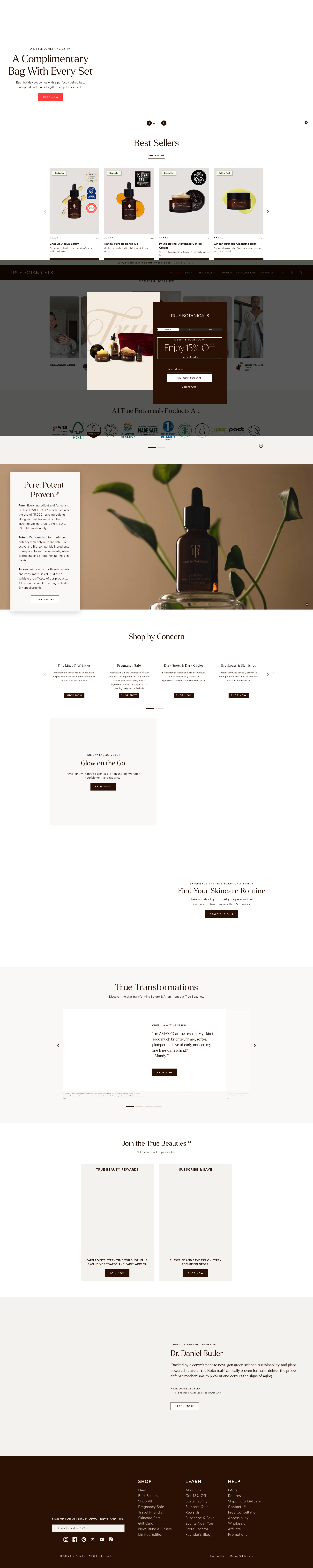 Screenshot of truebotanicals.com