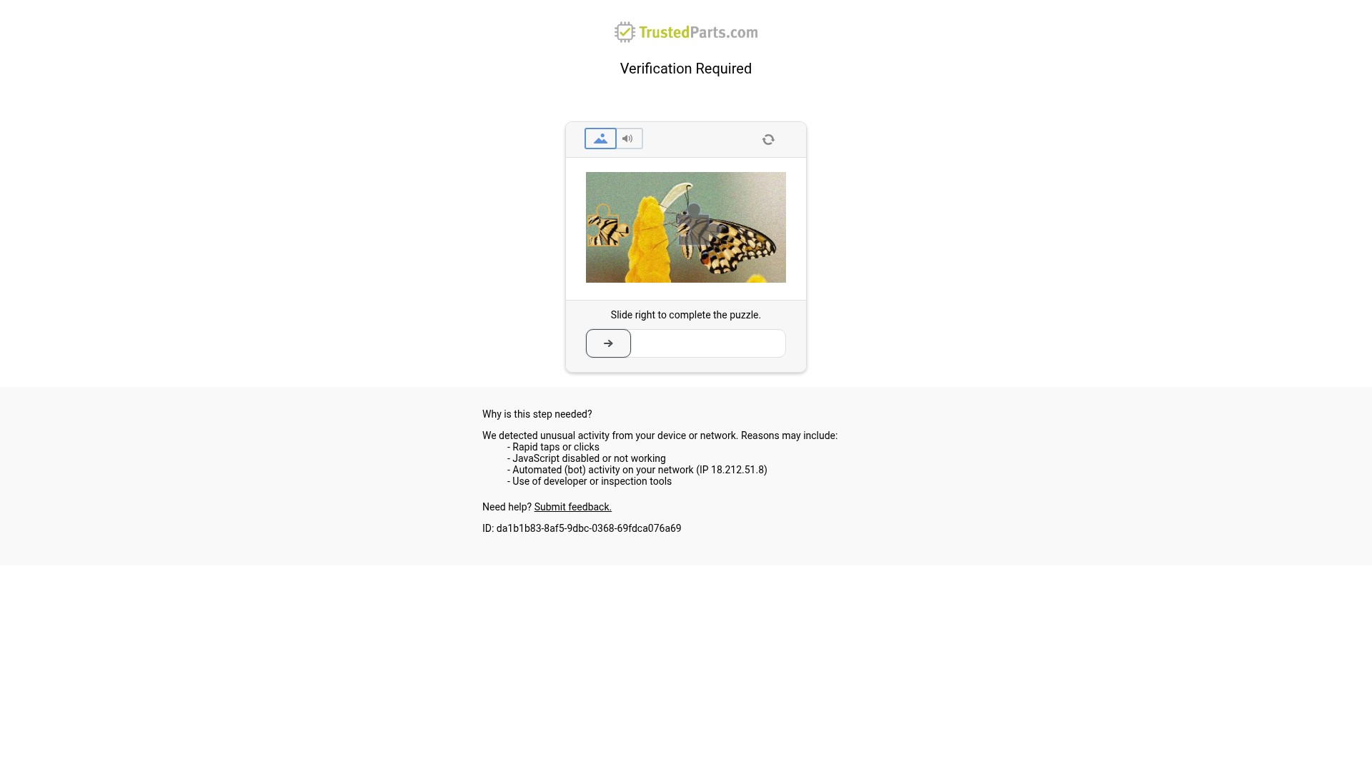 Screenshot of trustedparts.com