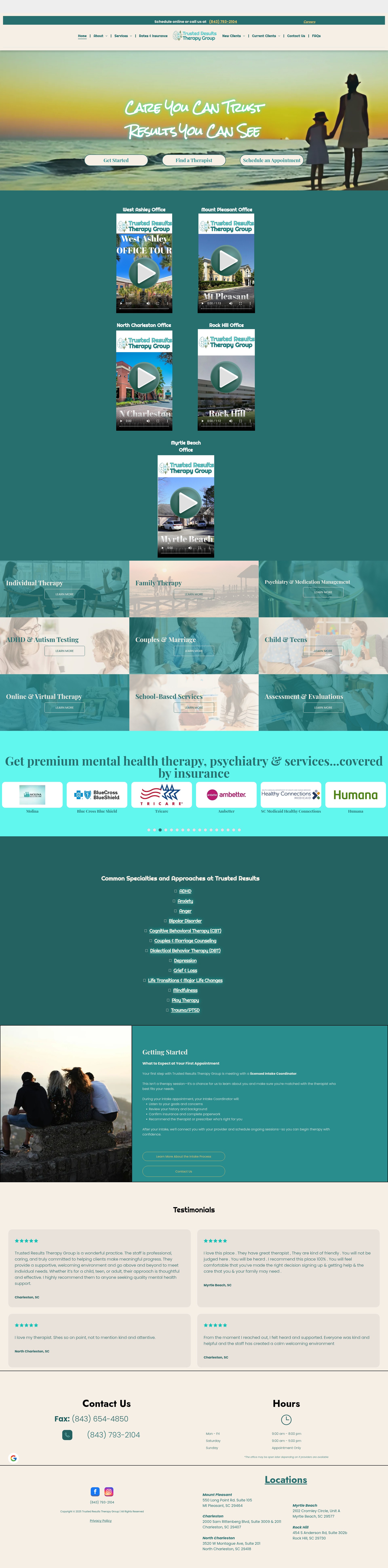 Screenshot of trustedresultstherapygroup.com