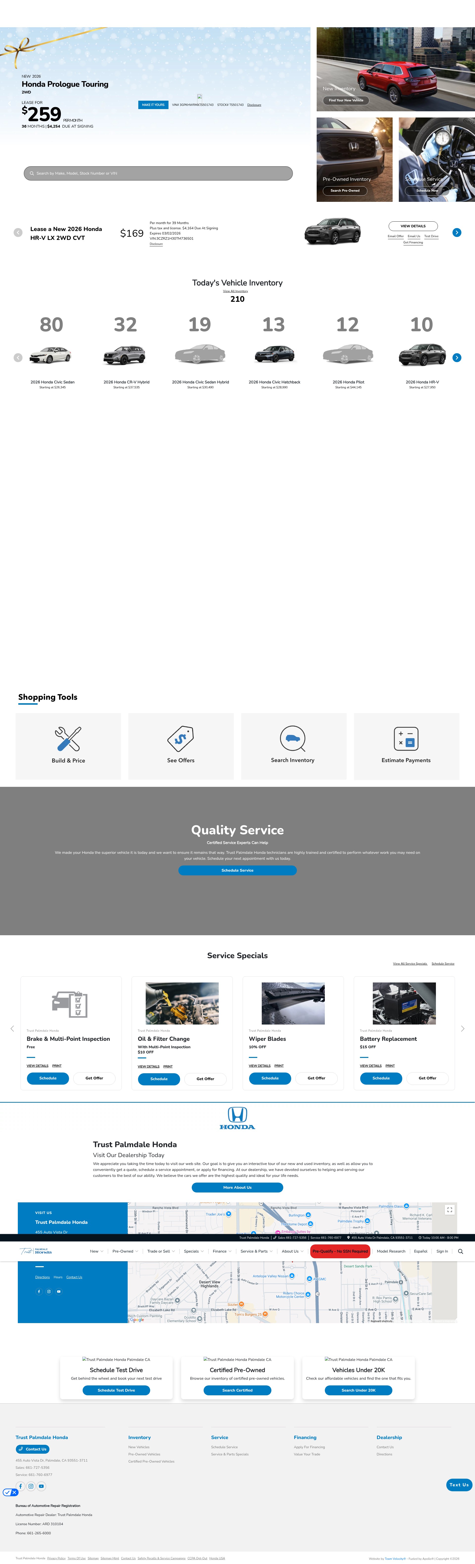 Screenshot of trustpalmdalehonda.com