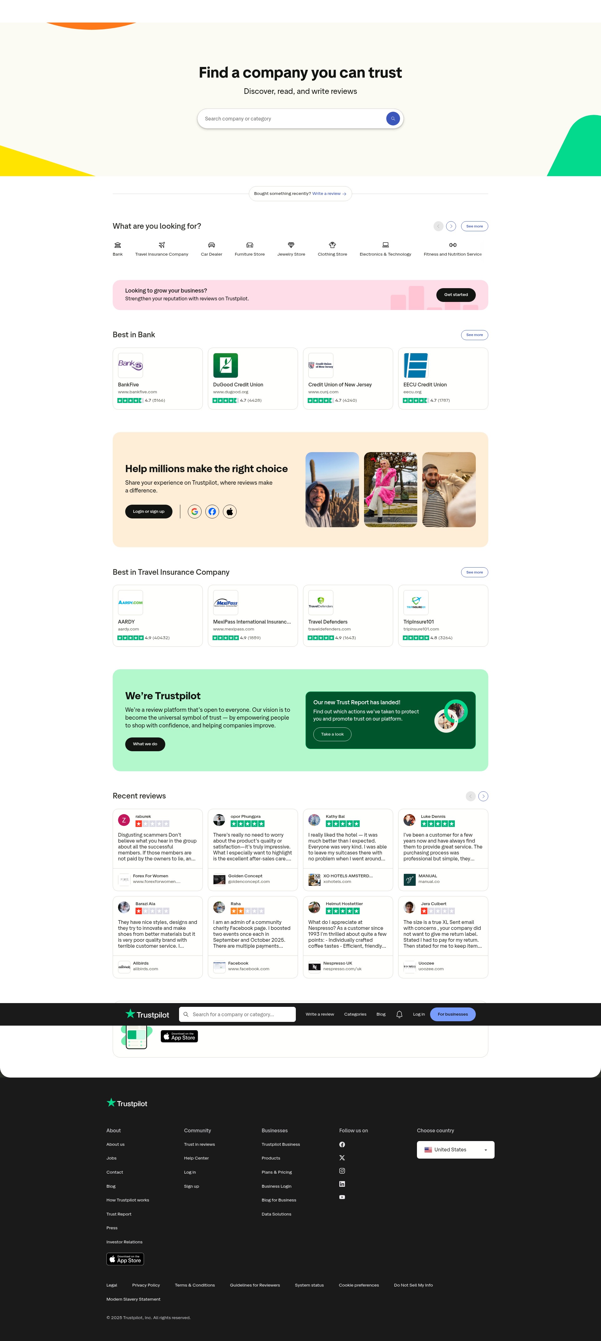 Screenshot of trustpilot.com