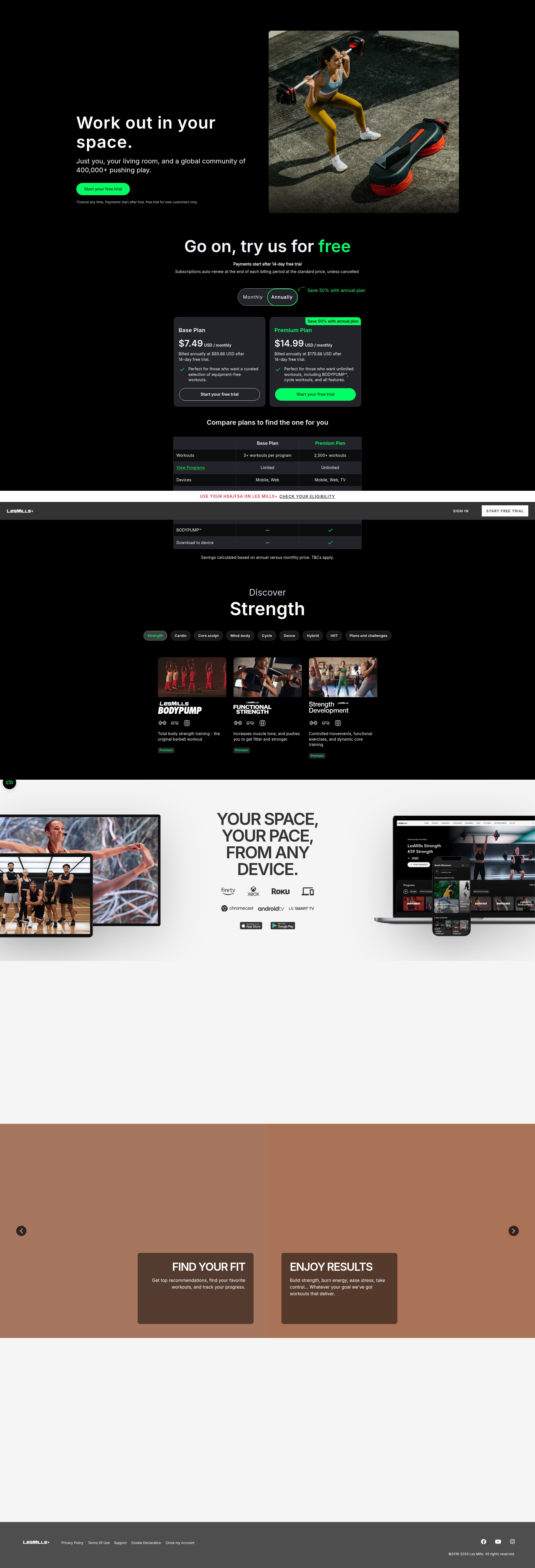 Screenshot of try.lesmillsondemand.com