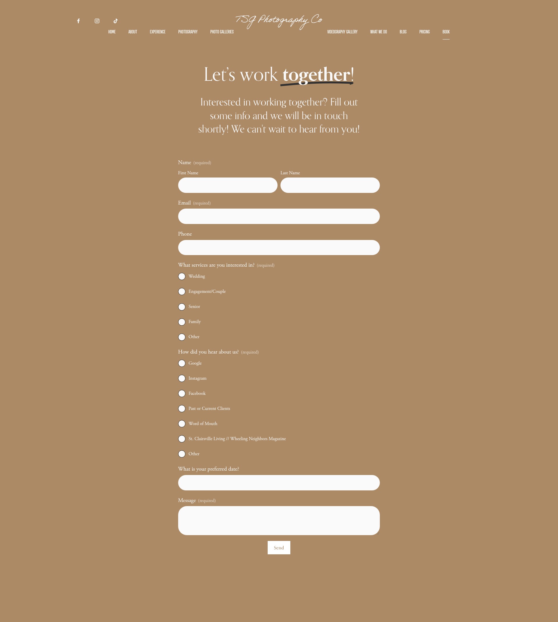 Screenshot of tsgphotography.com