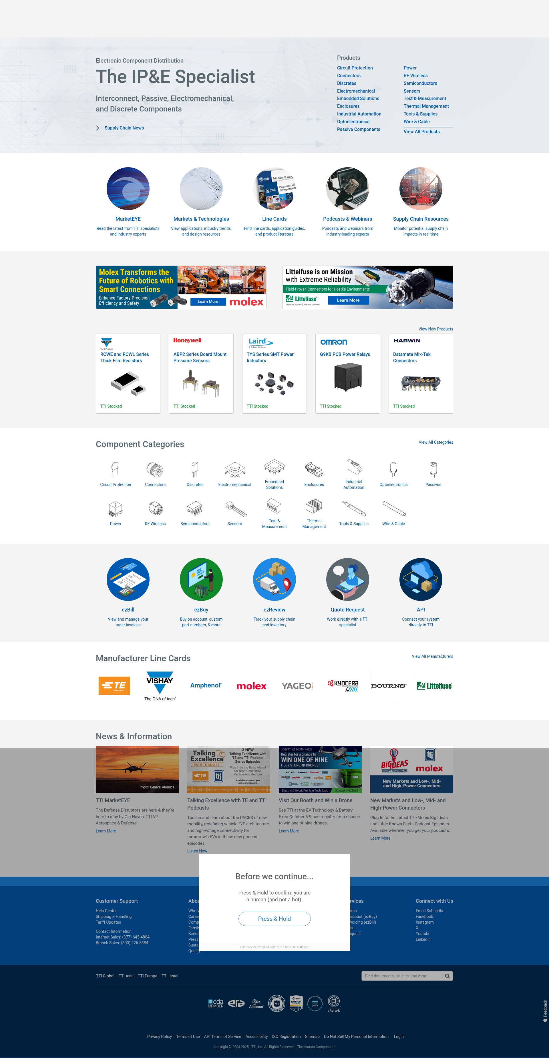 Screenshot of tti.com