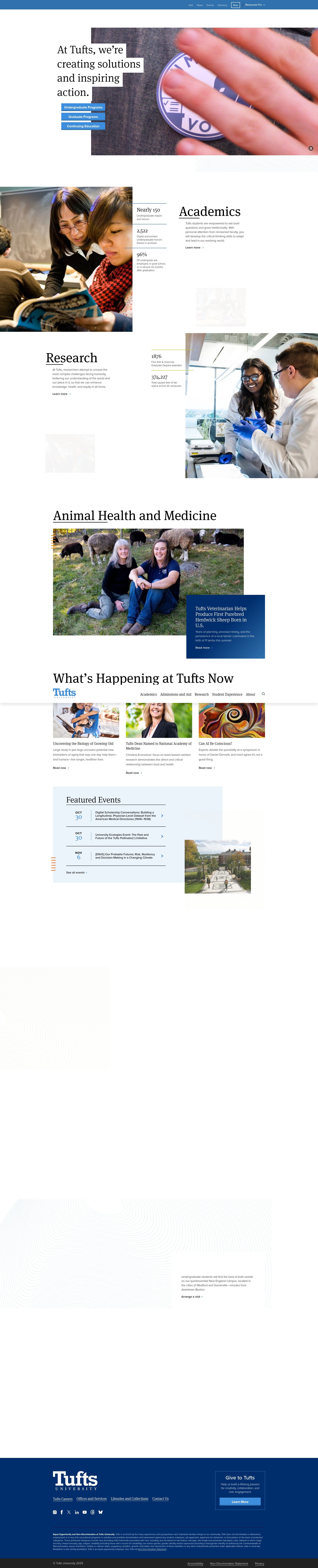 Screenshot of tufts.edu