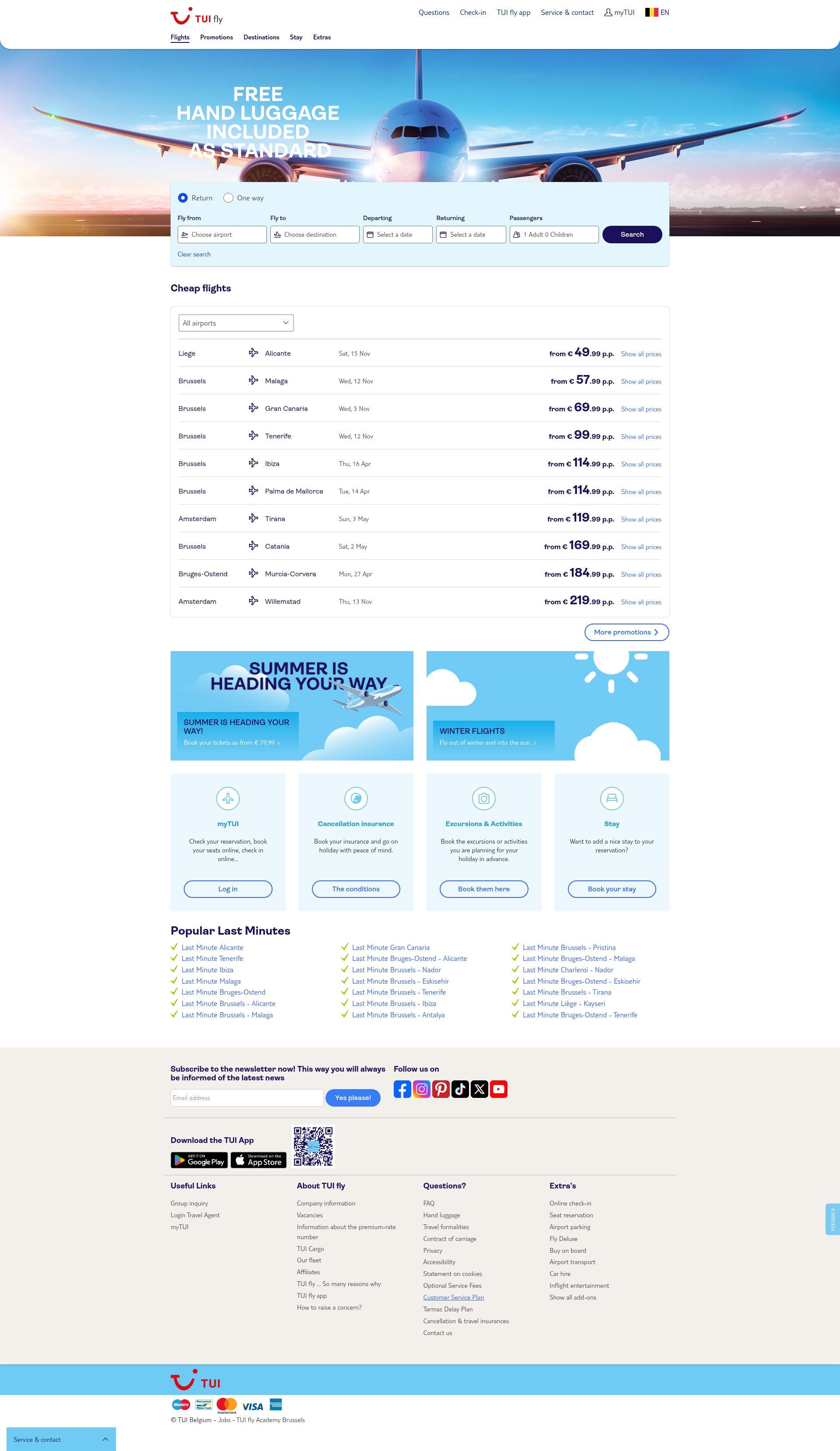 Screenshot of tuifly.be