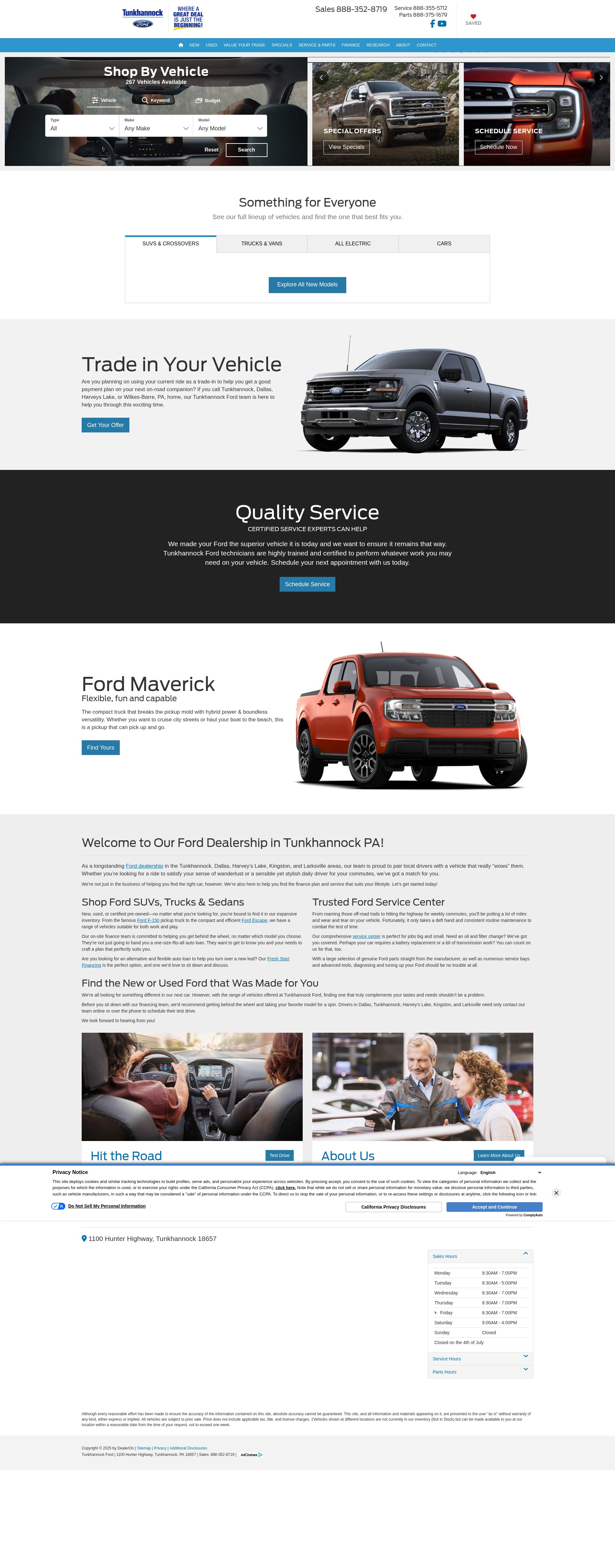 Screenshot of tunkhannockfordpa.com