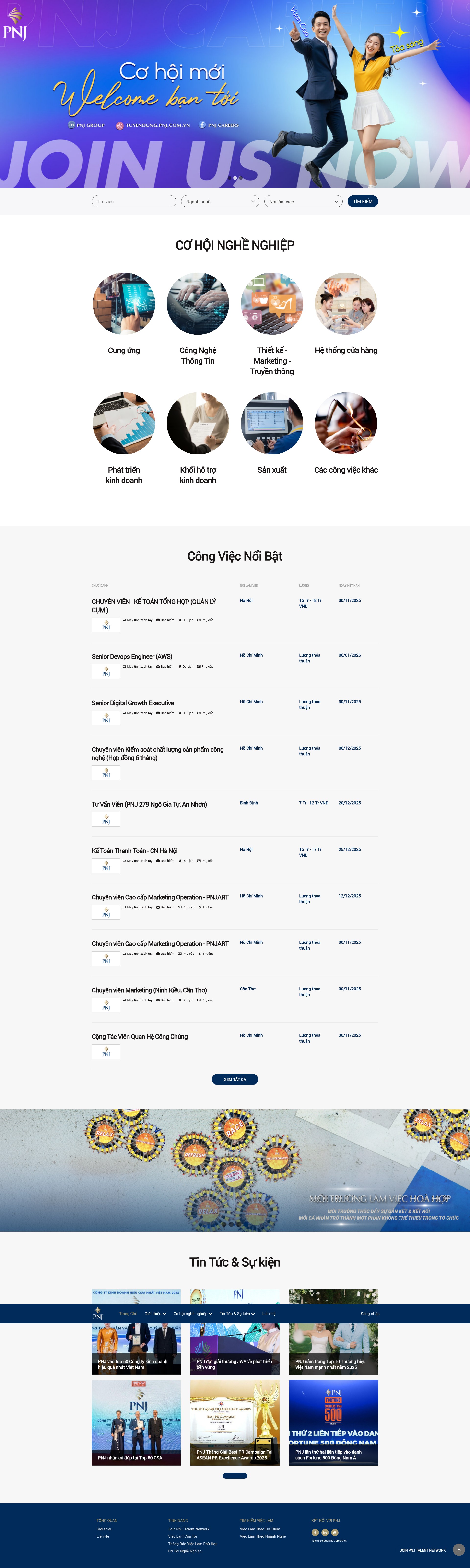Screenshot of tuyendung.pnj.com.vn