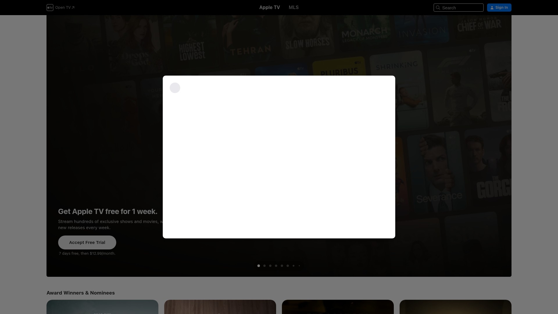 Screenshot of tv.apple.com