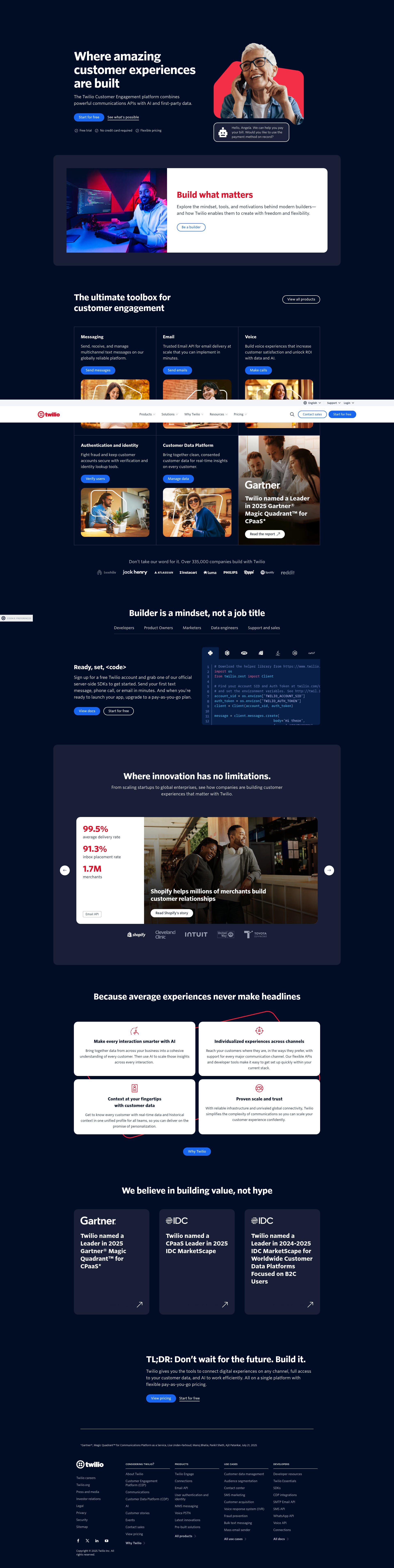 Screenshot of twilio.com