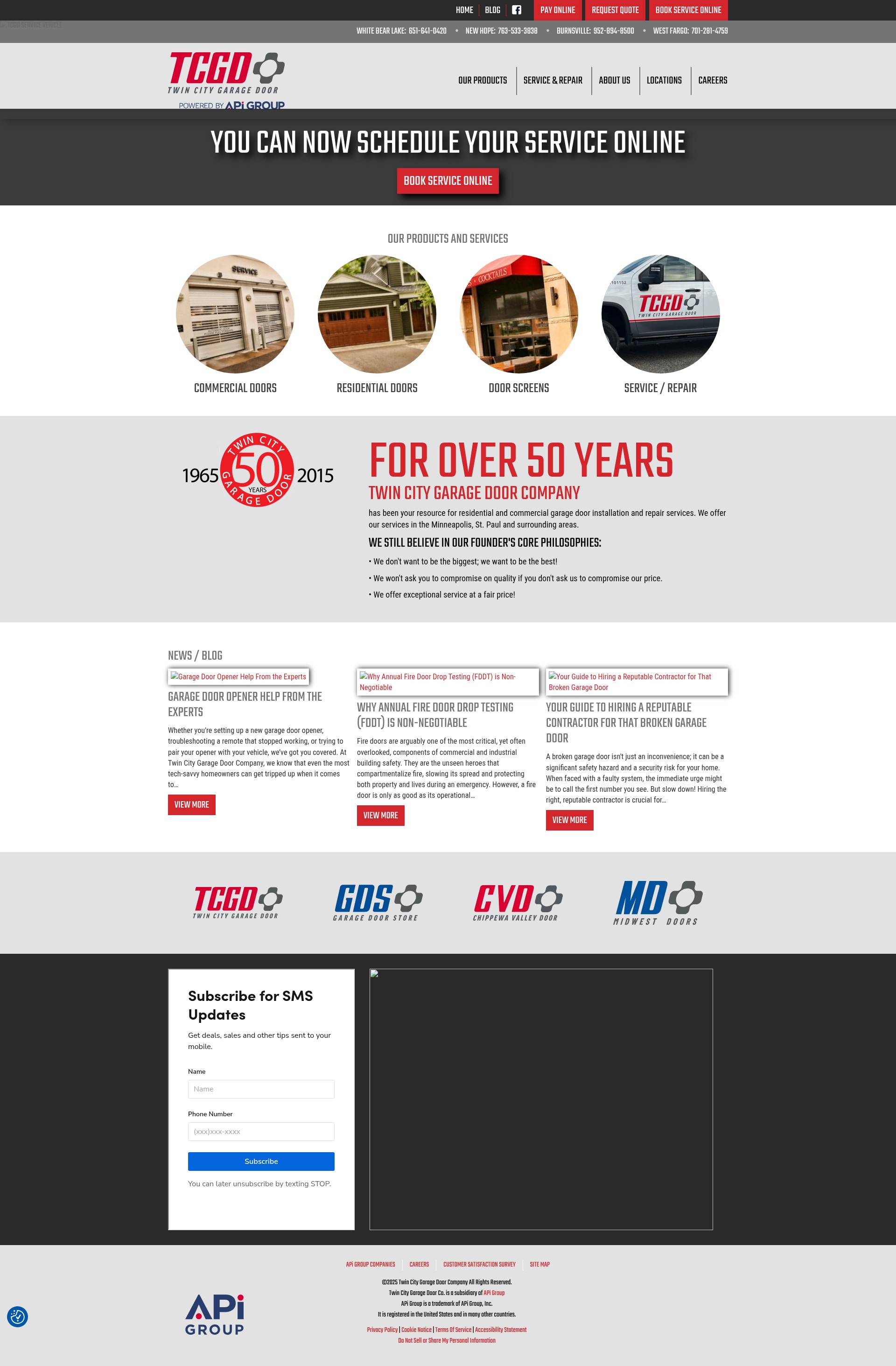 Screenshot of twincitygaragedoor.com