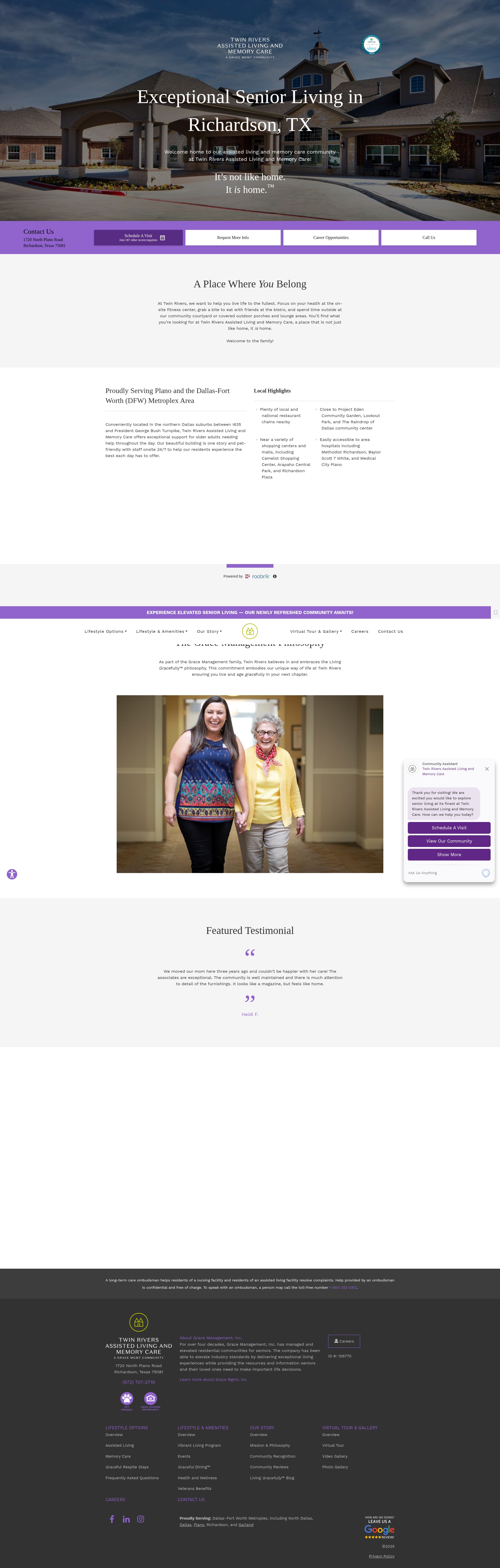 Screenshot of twinriversassistedliving.com