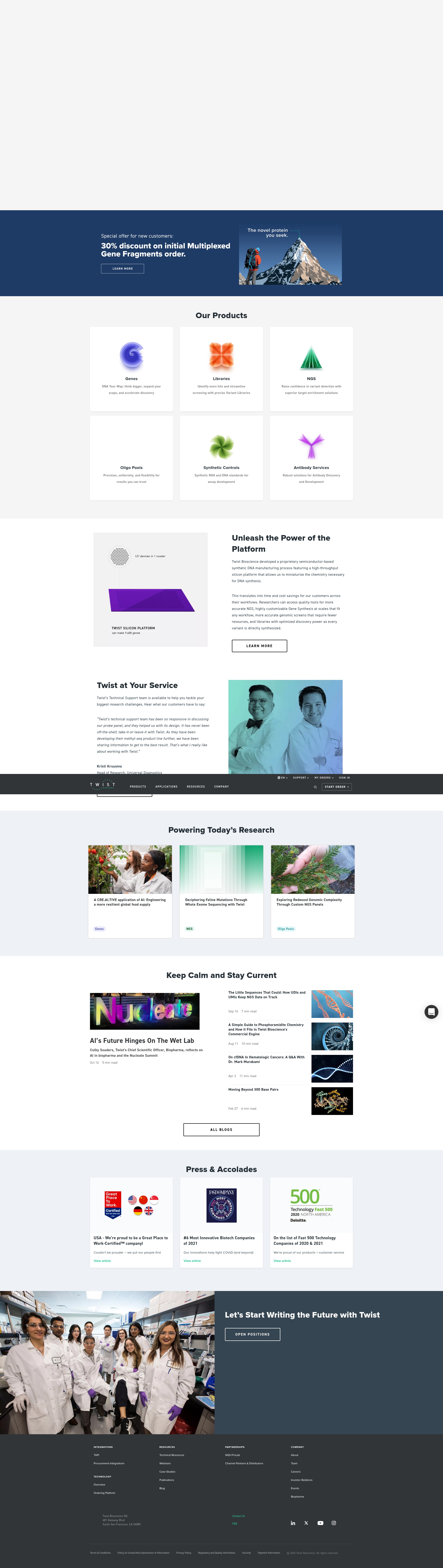 Screenshot of twistbioscience.com