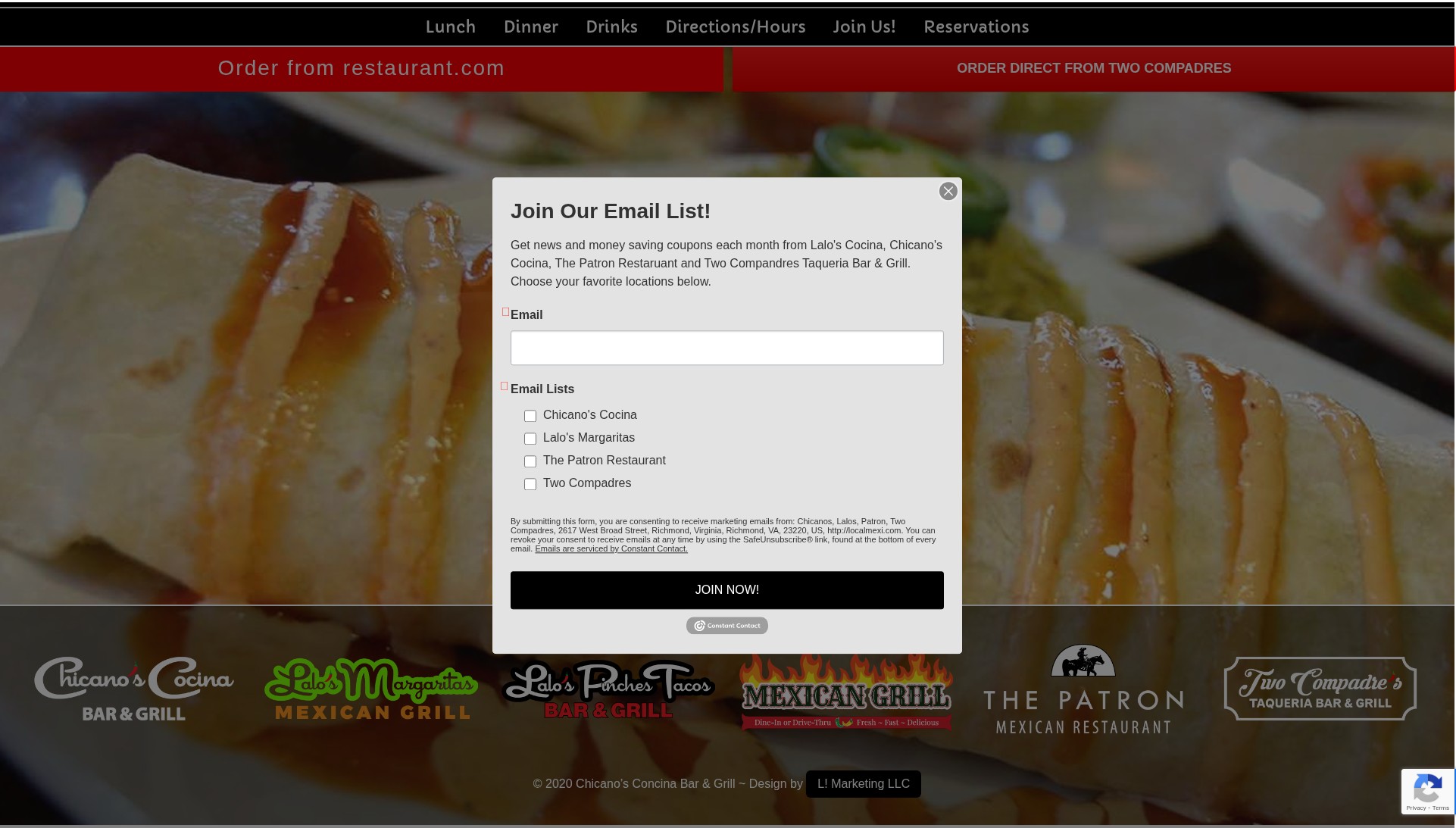 Screenshot of twocompadres.com