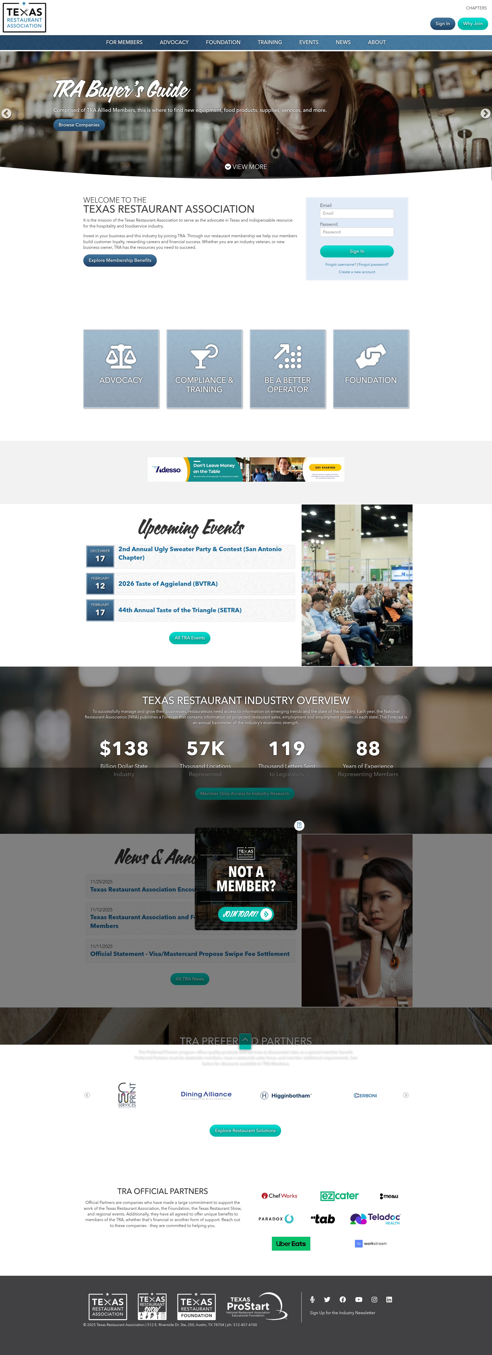Screenshot of txrestaurant.org
