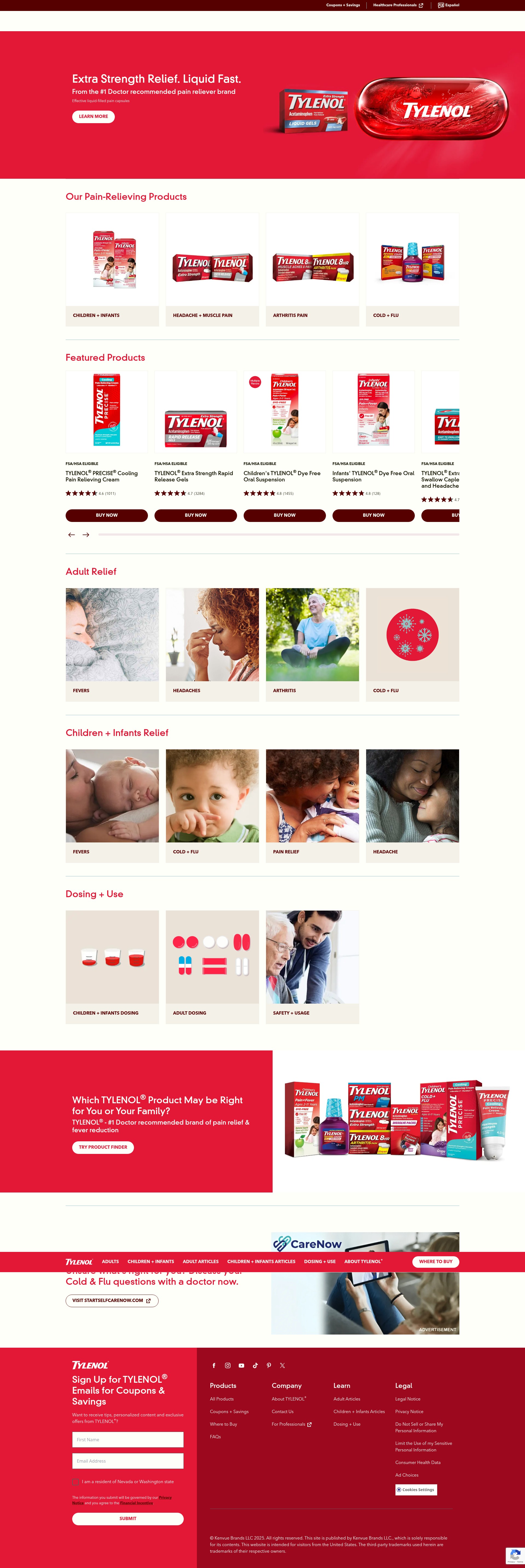 Screenshot of tylenol.com