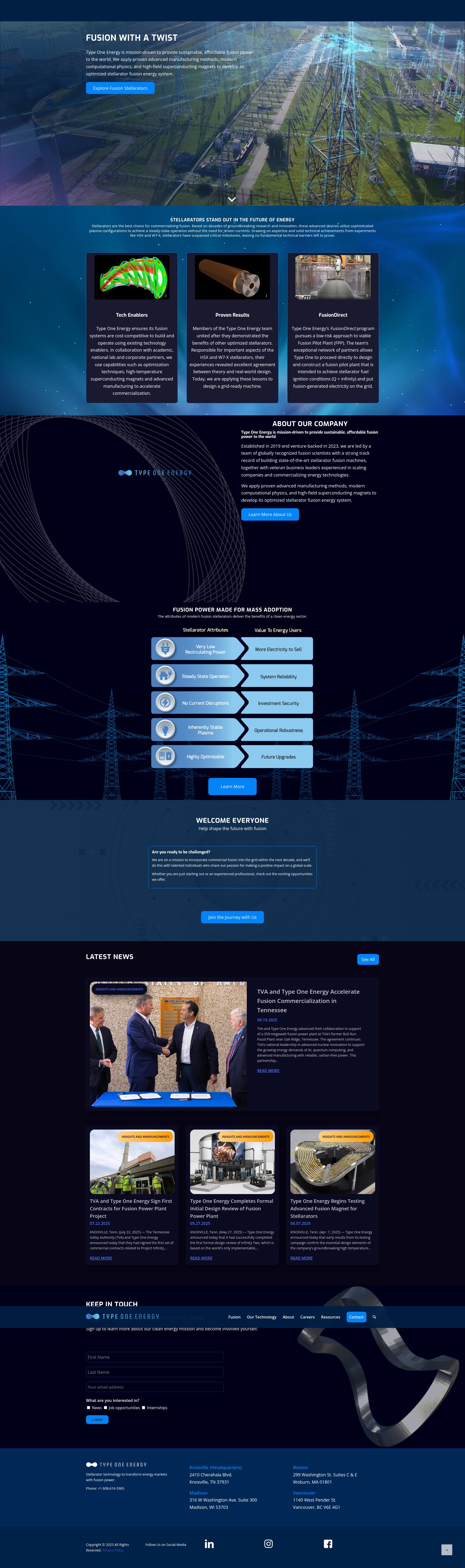 Screenshot of typeoneenergy.com