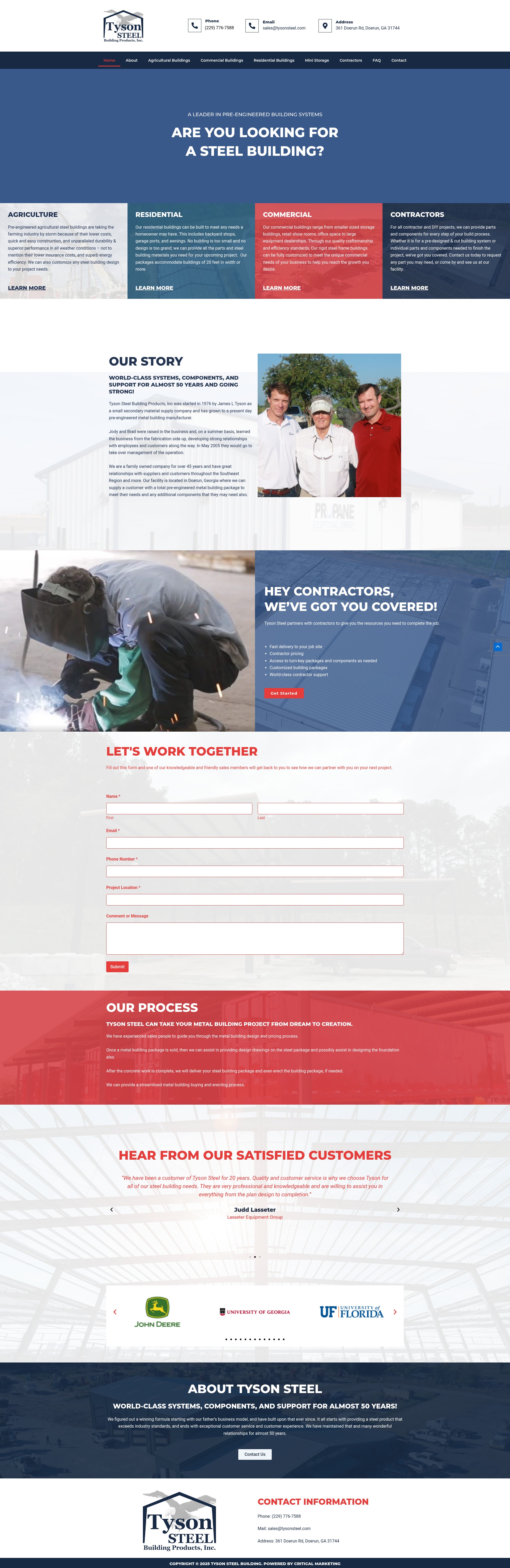 Screenshot of tysonsteelbuilding.com