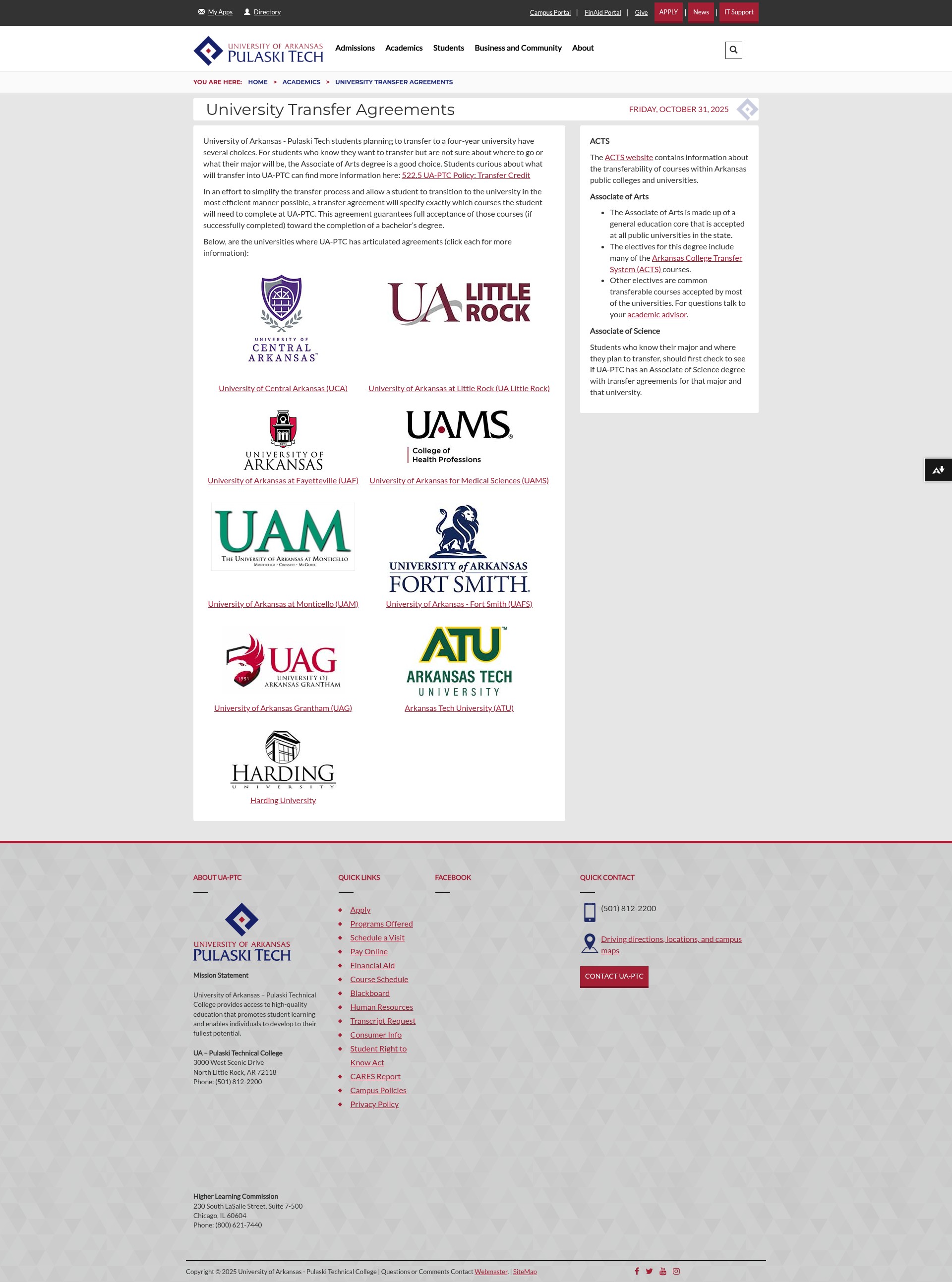 Screenshot of uaptc.edu