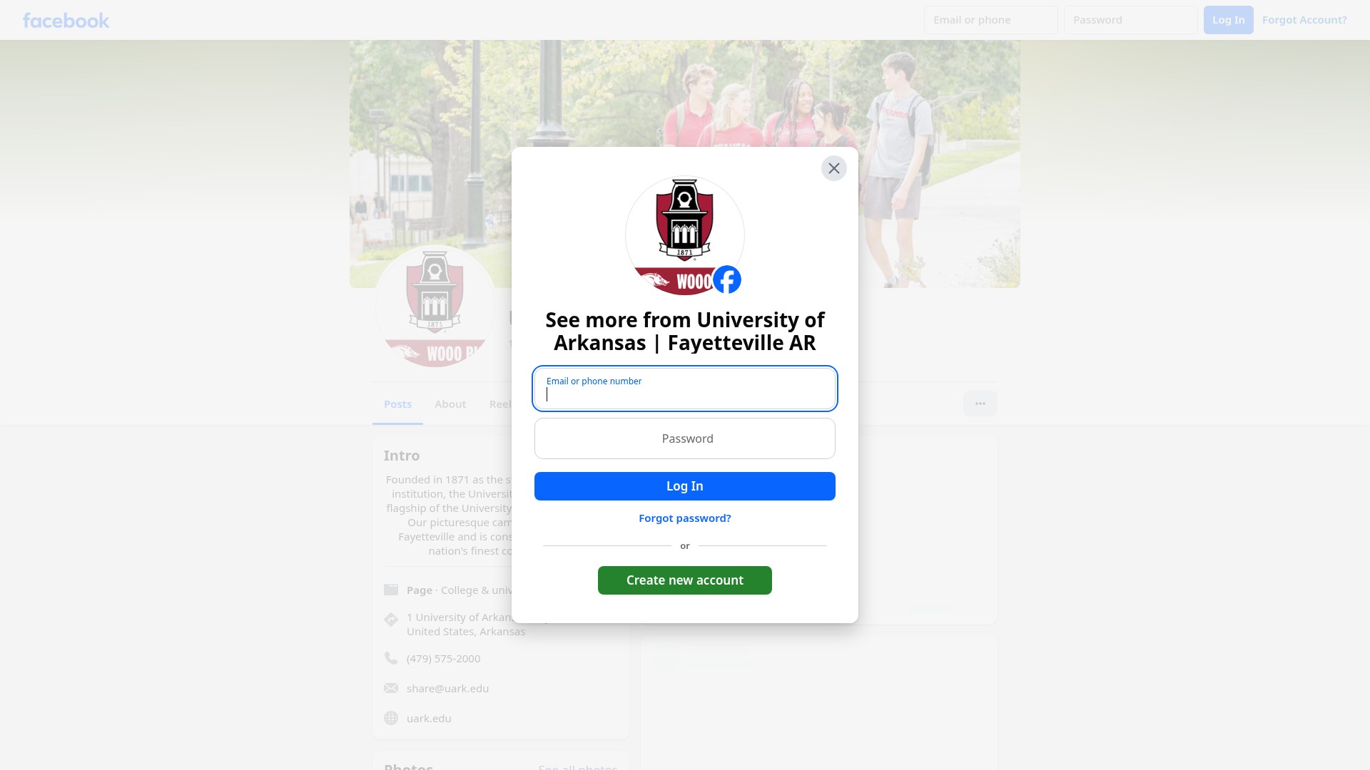 Screenshot of uark.edu