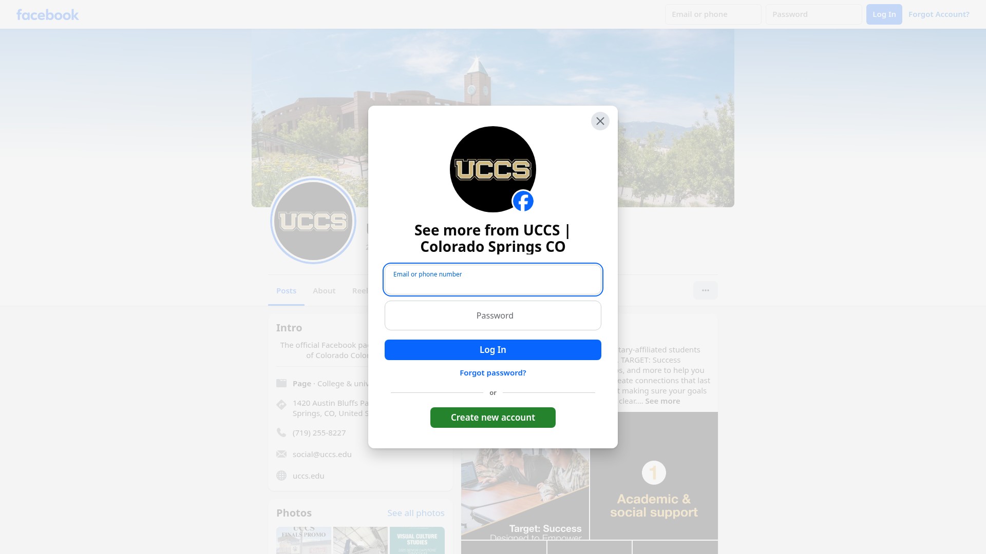 Screenshot of uccs.edu