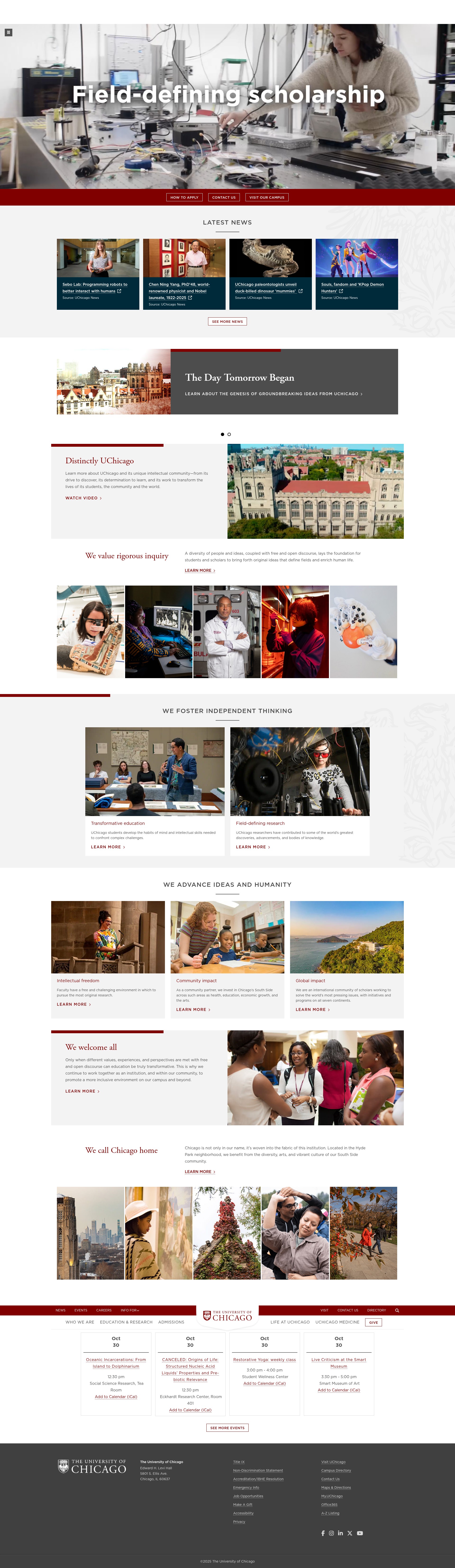 Screenshot of uchicago.edu