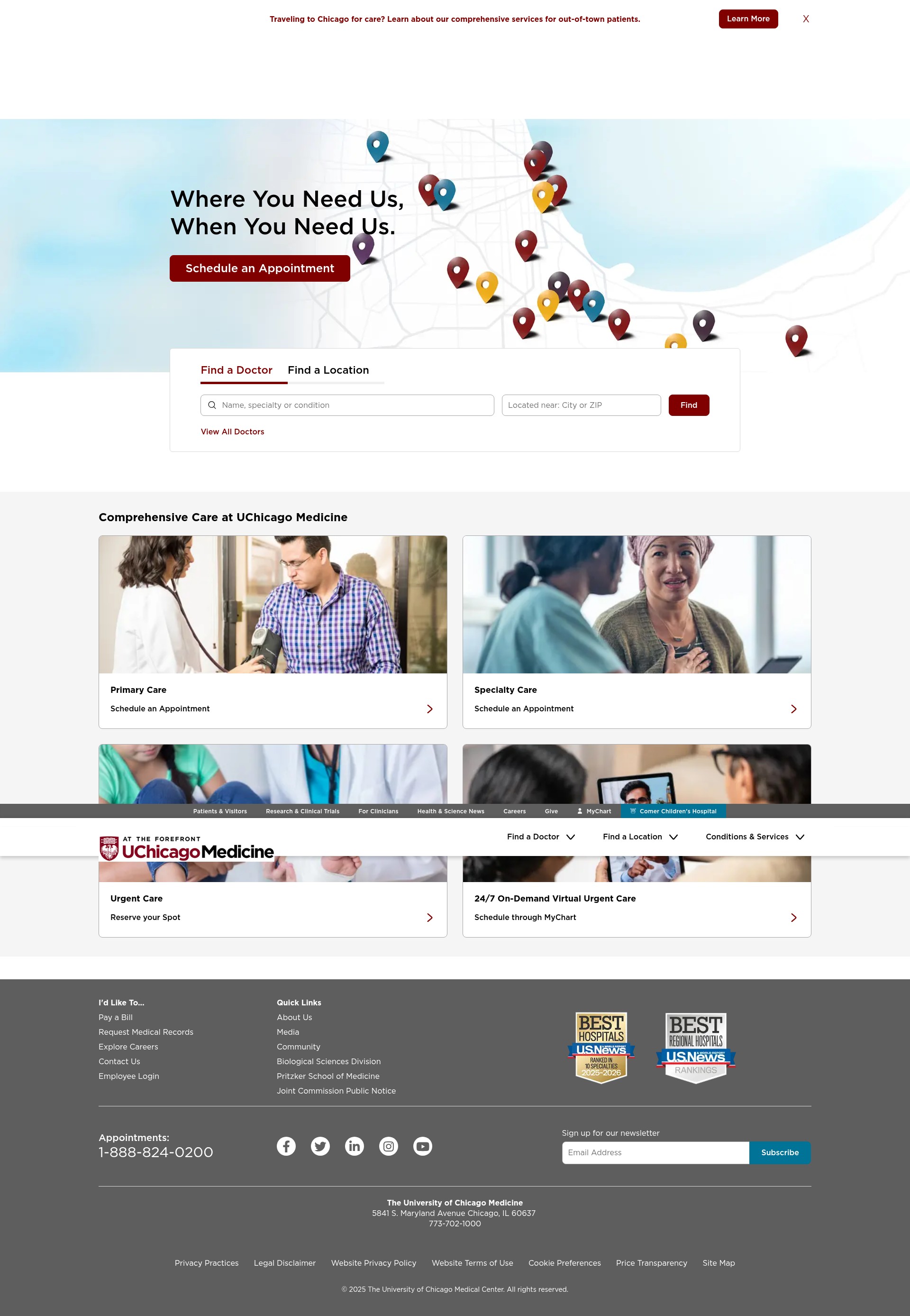 Screenshot of uchicagomedicine.org